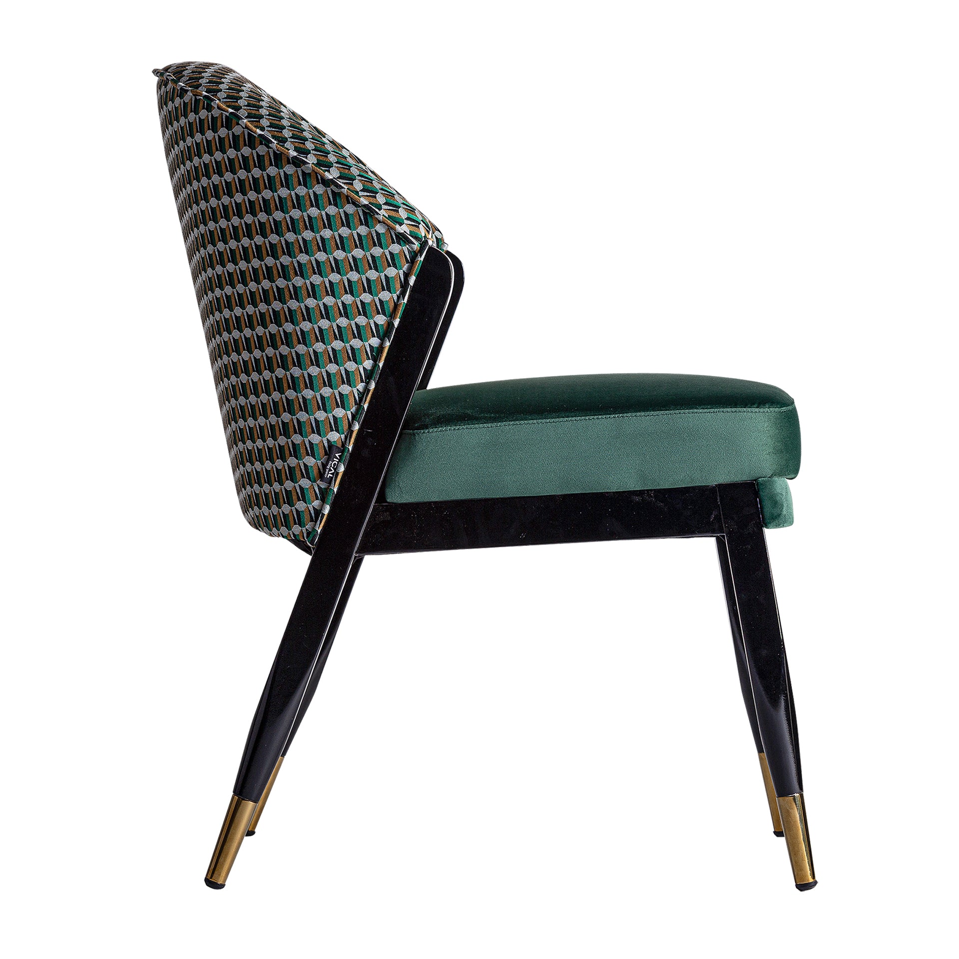 Kelheim Art Deco Velvet Chair in Green