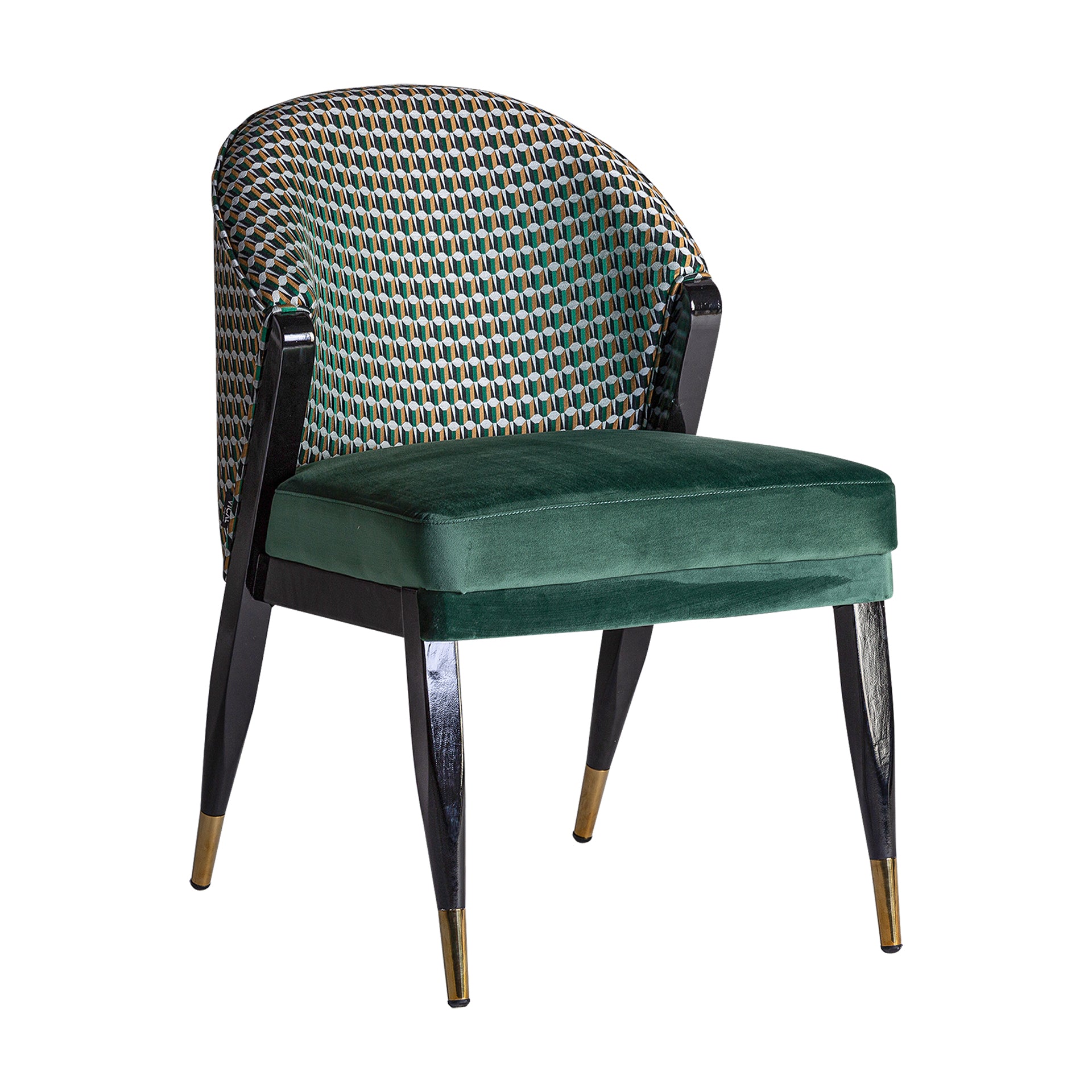 Kelheim Art Deco Velvet Chair in Green