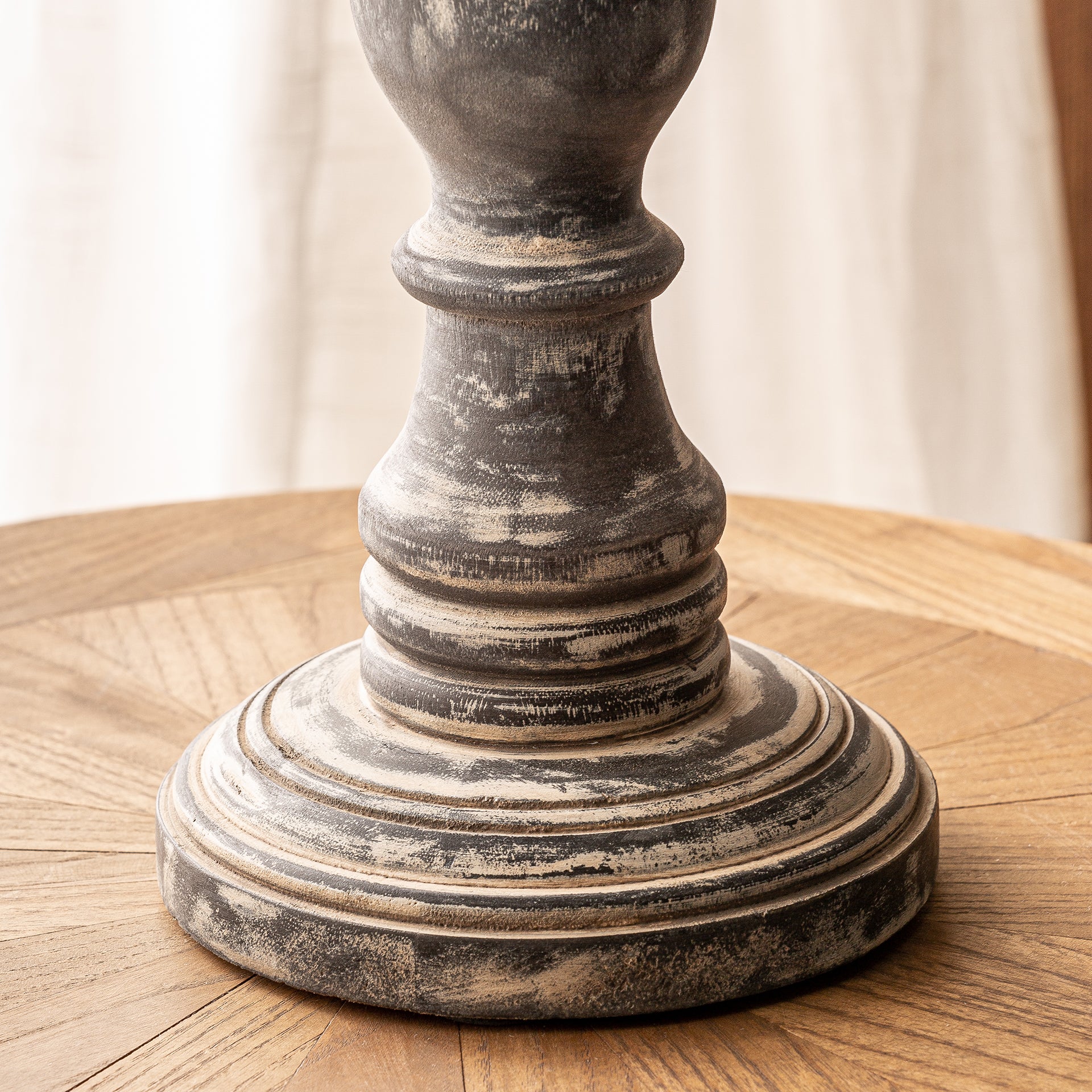 Provenzal bordslampa i mangoträ - svart bomullsskärm