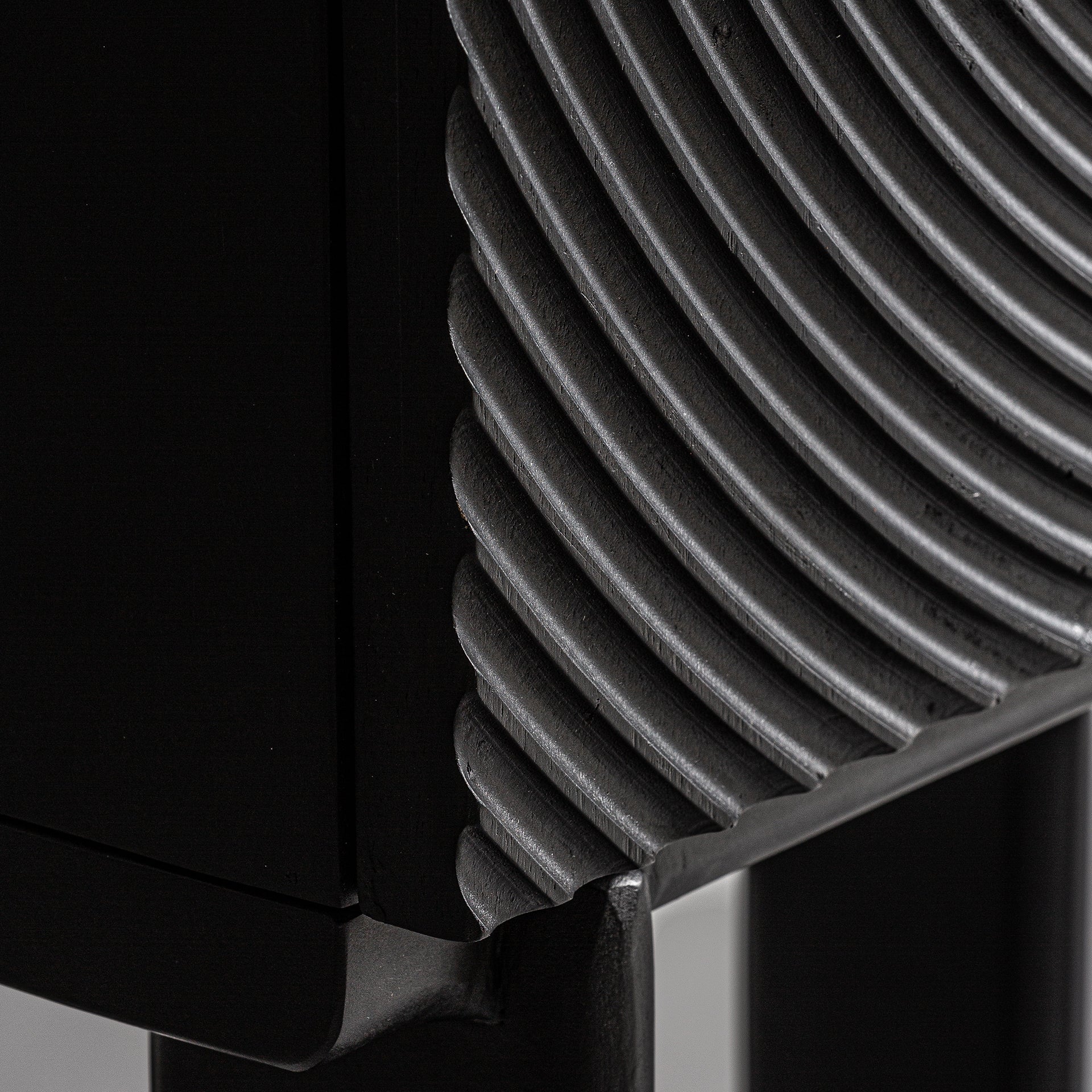 Dobeln Art Deco Wardrobe - Black Mango Wood with Gold Accents