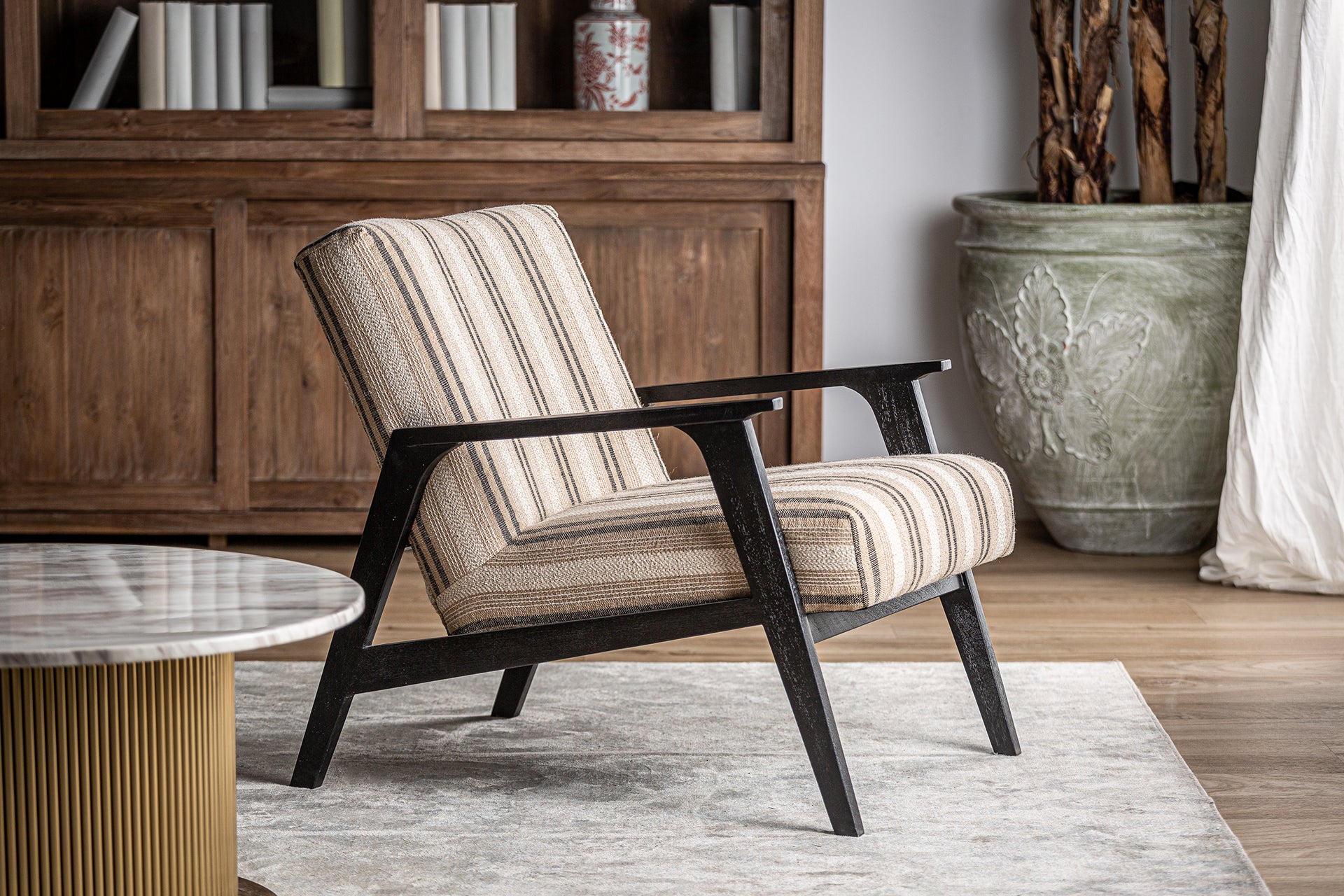 NUK Provenzal Armchair - Mango Wood & Beige Upholstery