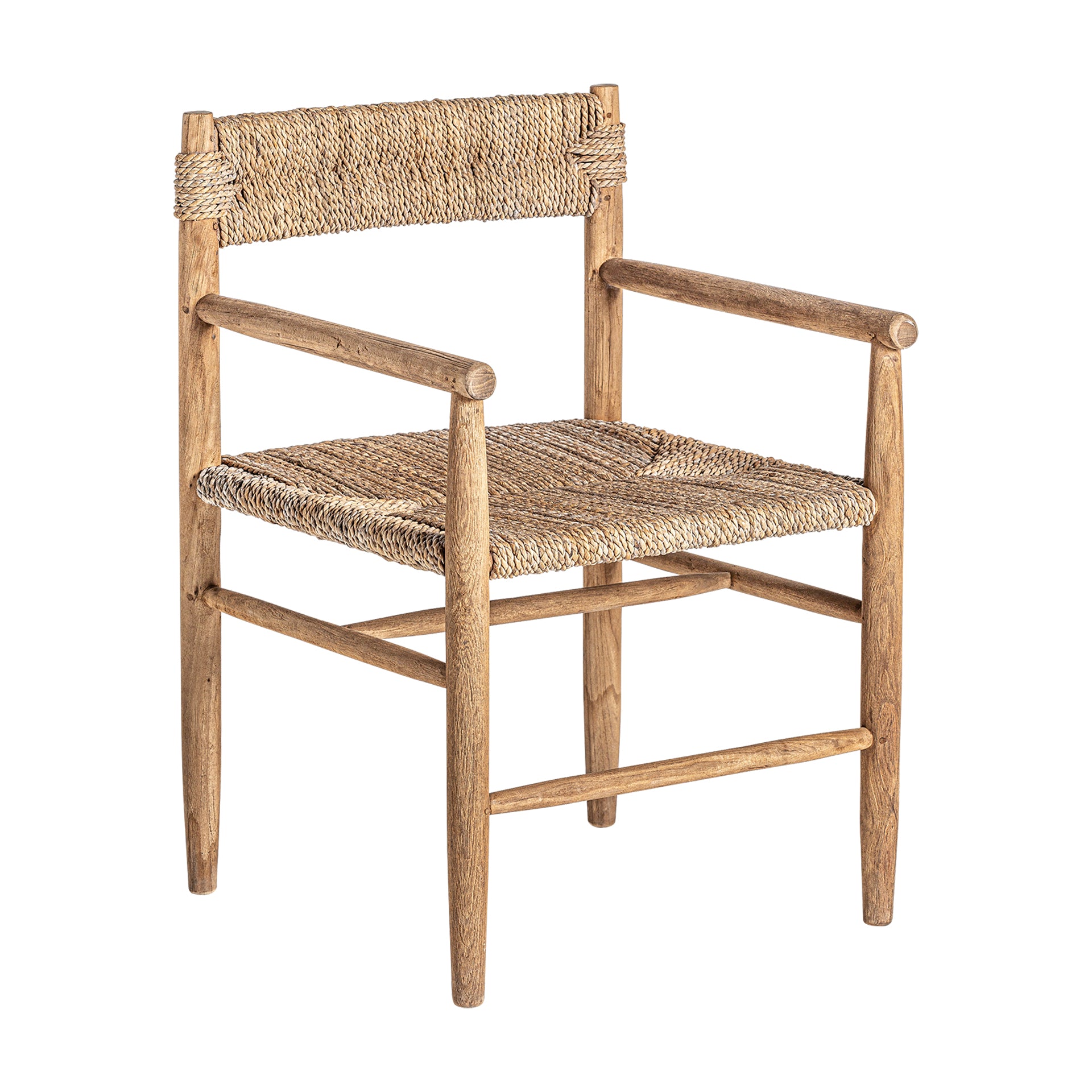 Manhula Teak Armchair – Colonial Style Natural Fiber Seating