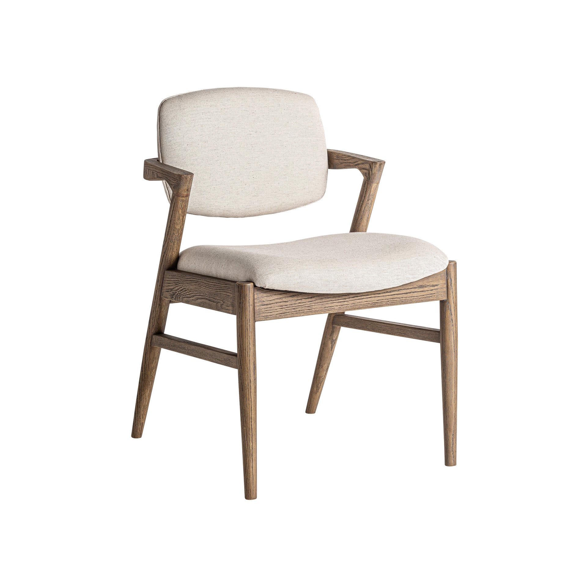 Polch Art Deco Linen Chair – Brown Beige Ash Wood