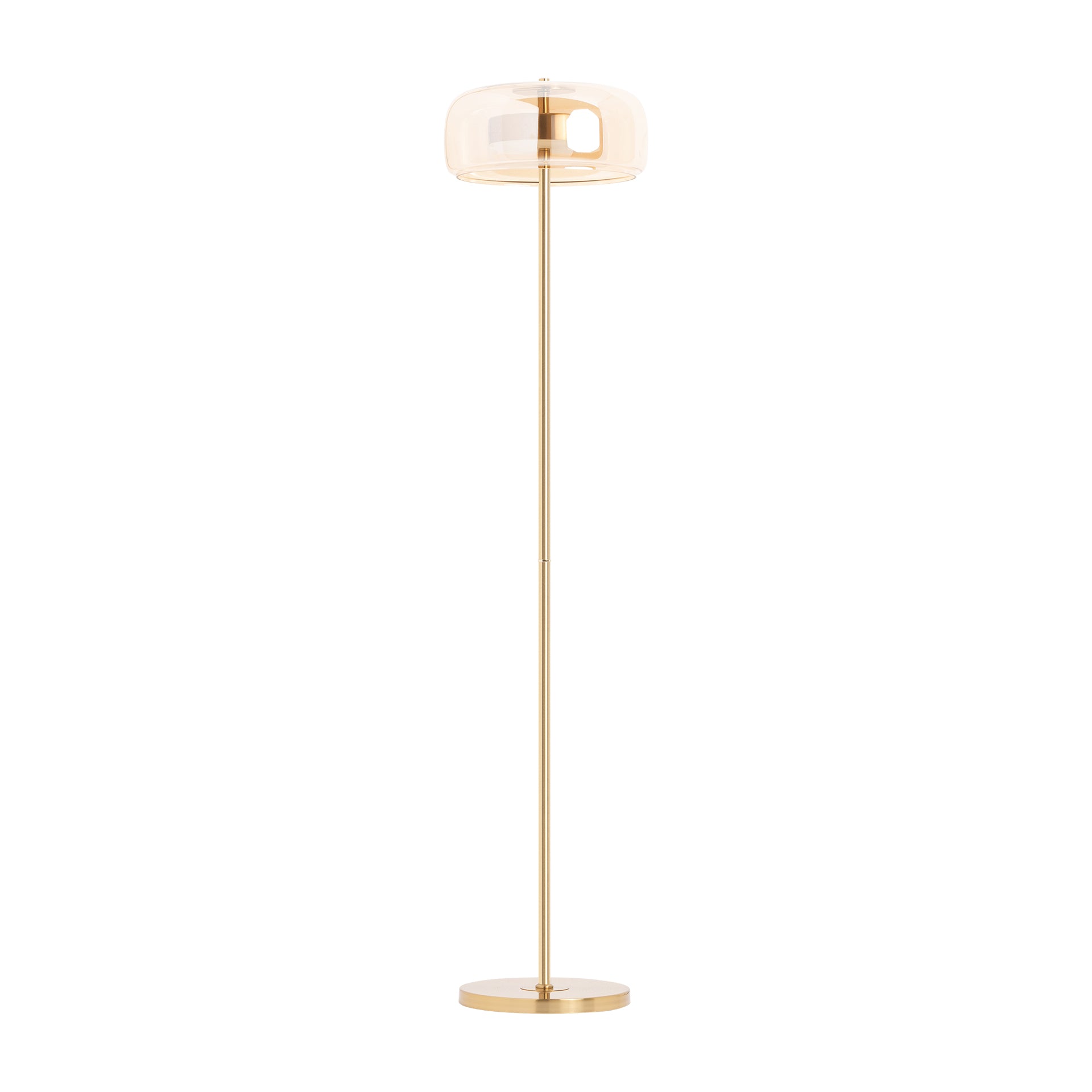 LESLIA Art Deco Floor Lamp - Gold Iron with Brown Crystal Accents