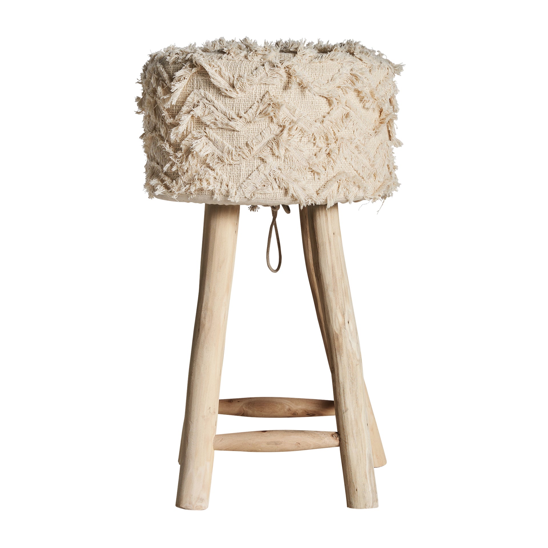 Mittet Boho Cotton Stool - Cream & Natural Fiber