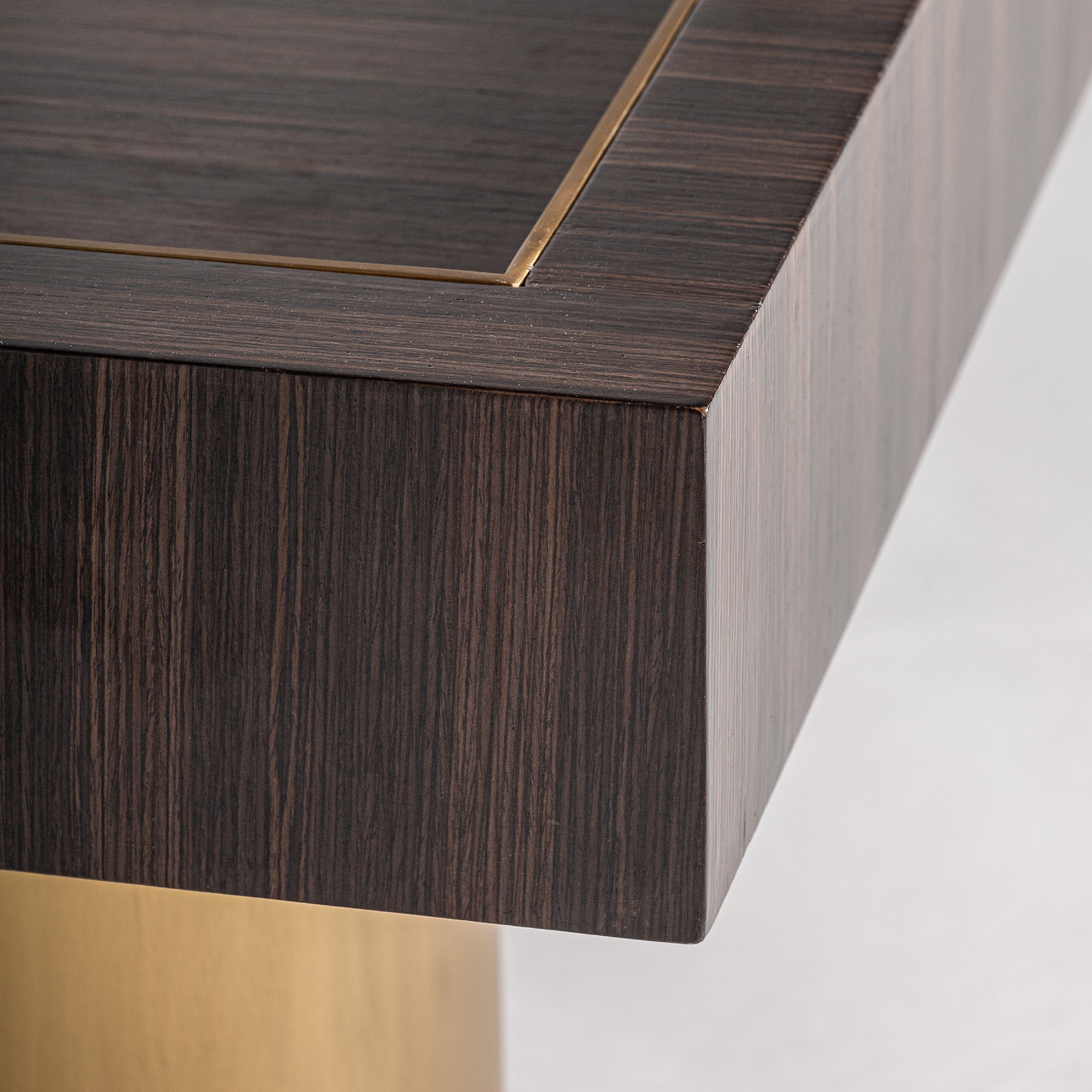 CHEB Art Deco Side Table - Pine Wood & Gold Steel