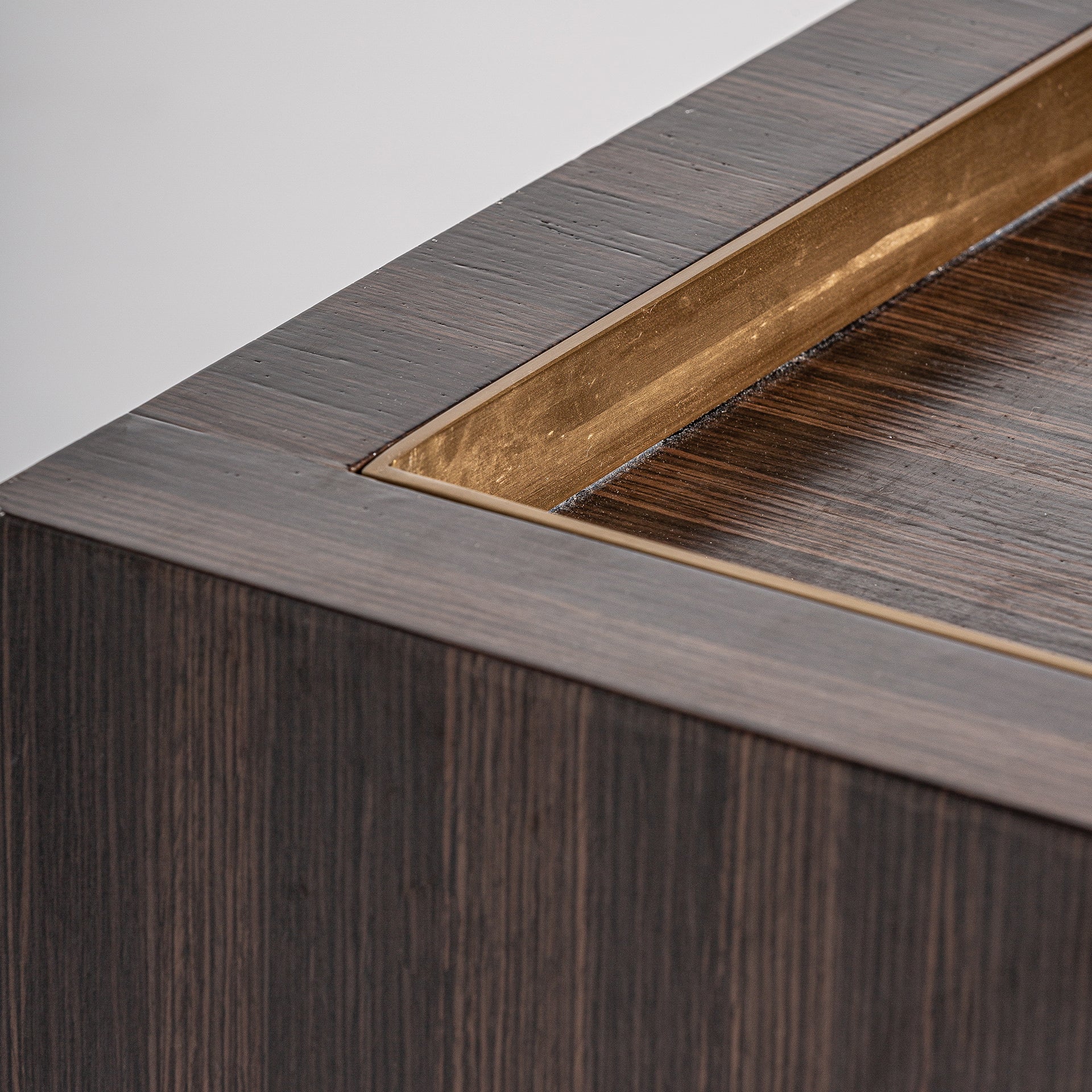 CHEB Art Deco Side Table - Pine Wood & Gold Steel