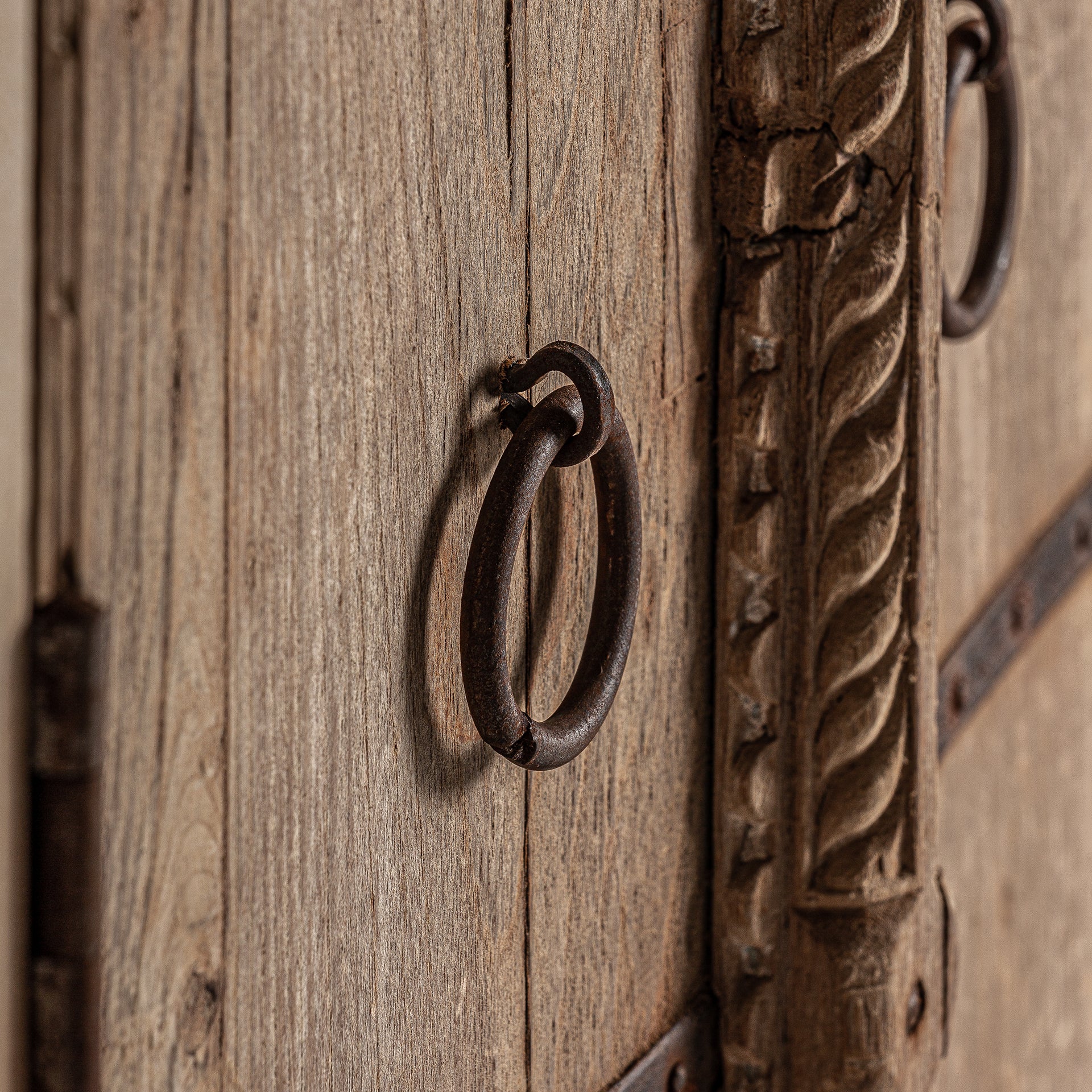 Socken Colonial Wardrobe - Teak Wood & Black Iron