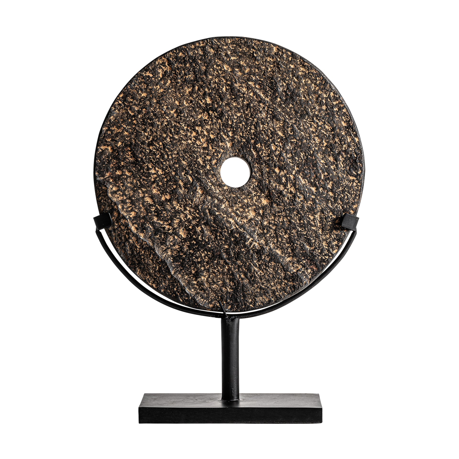 Seoane Nordic Stone Decorative Figure - Dark Tones with Iron Accent