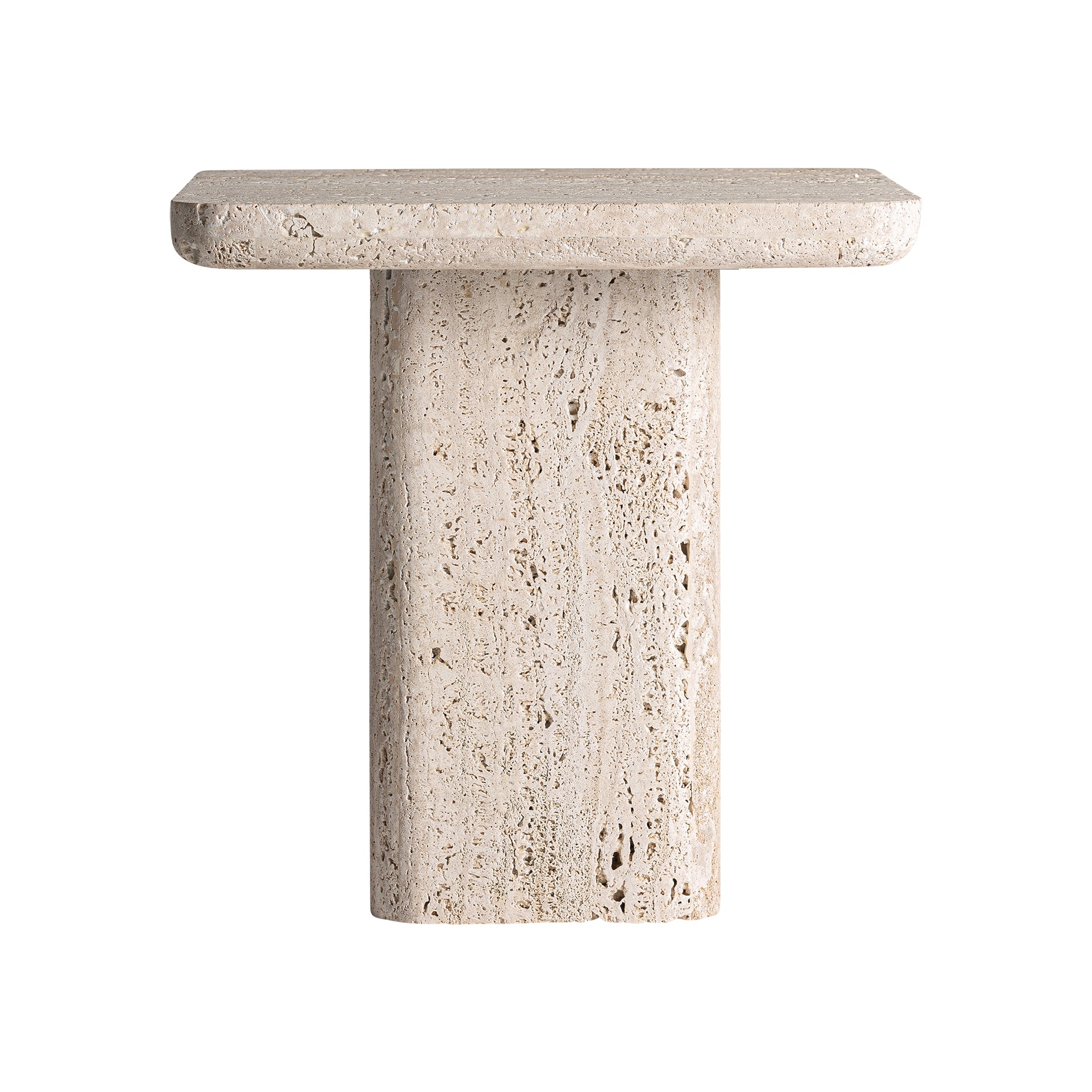 Theuville Art Deco Travertine Side Table