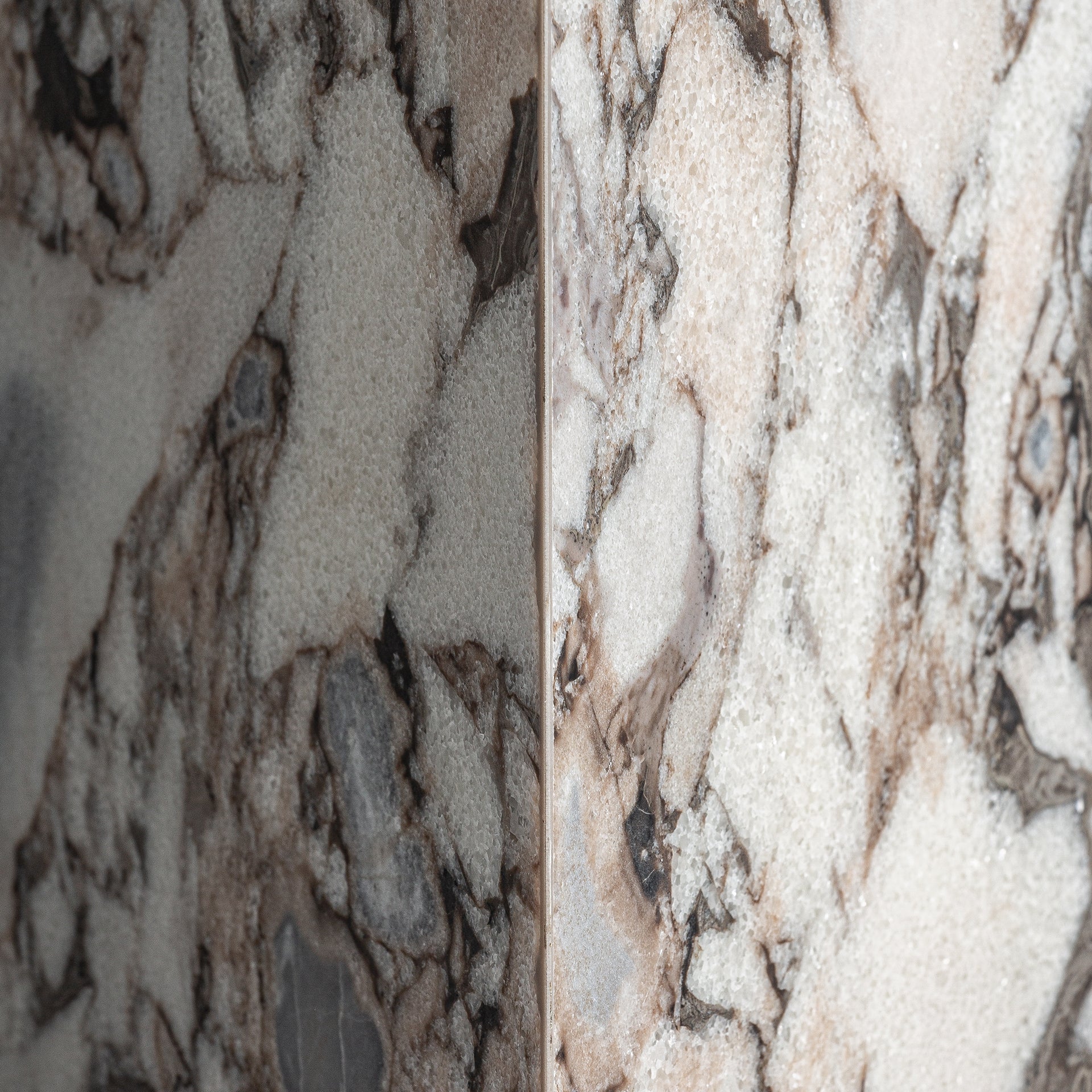 Art Deco Floor Lamp - Grey Marble & White Bouclé Cotton