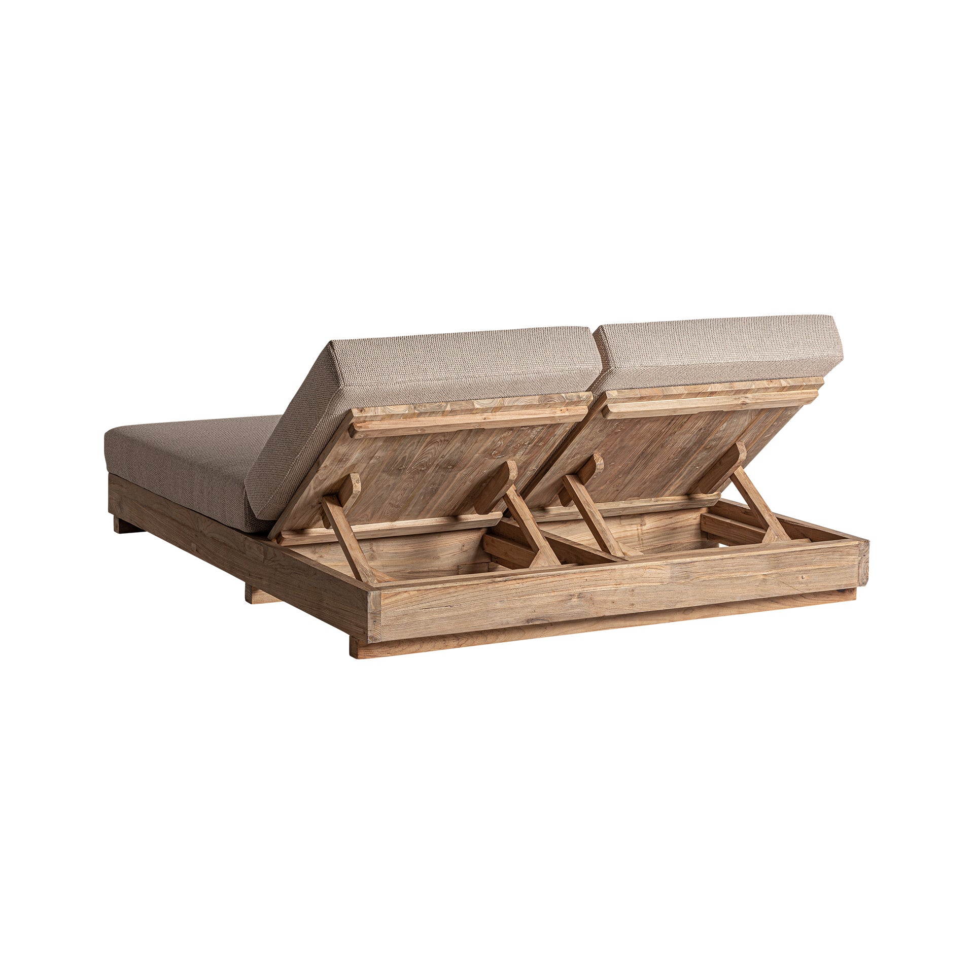 Pure Double Pool Chaise Lounge - Colonial Railway Wood