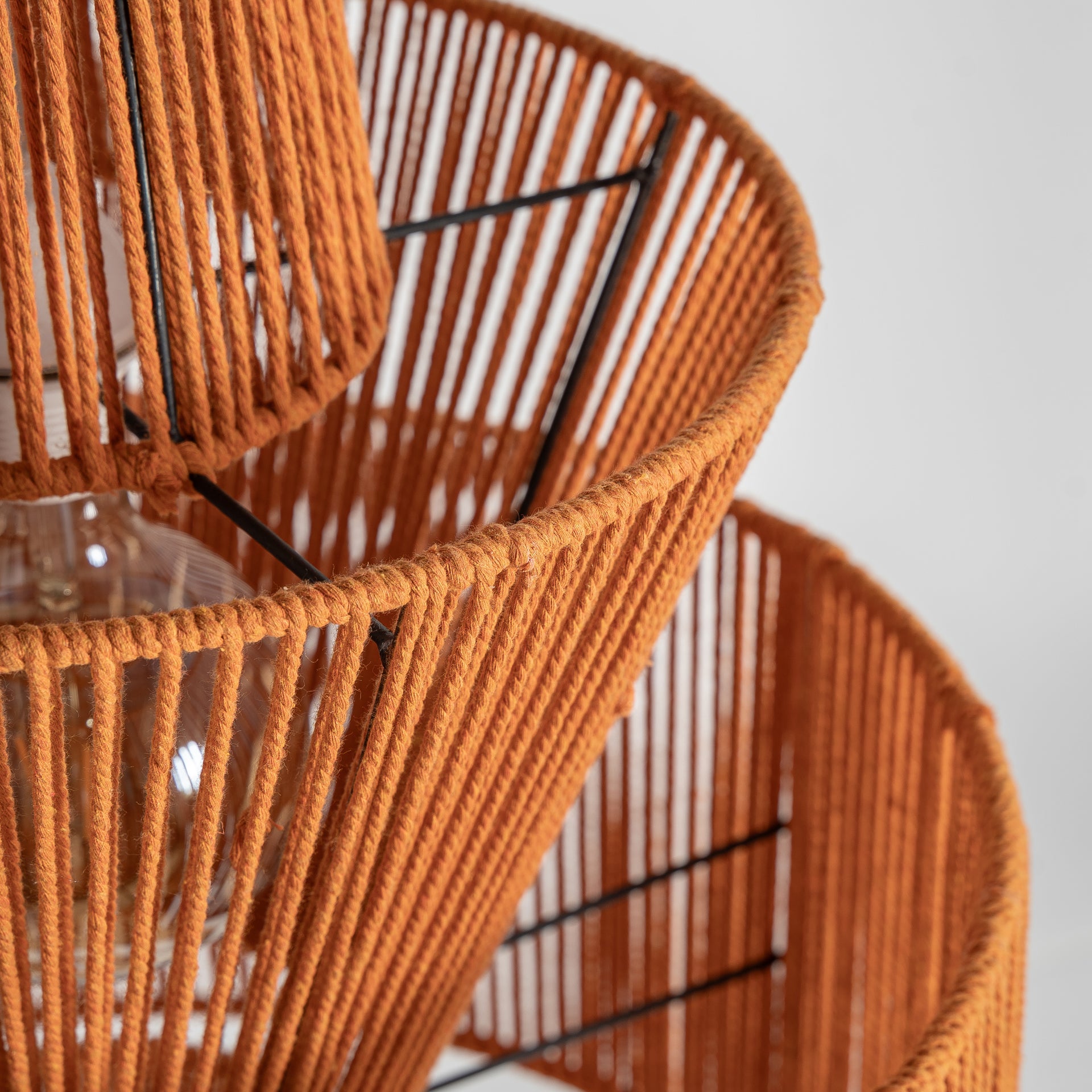 Coral Ceiling Lamp - Boho Cotton Pendant Light in Warm Orange