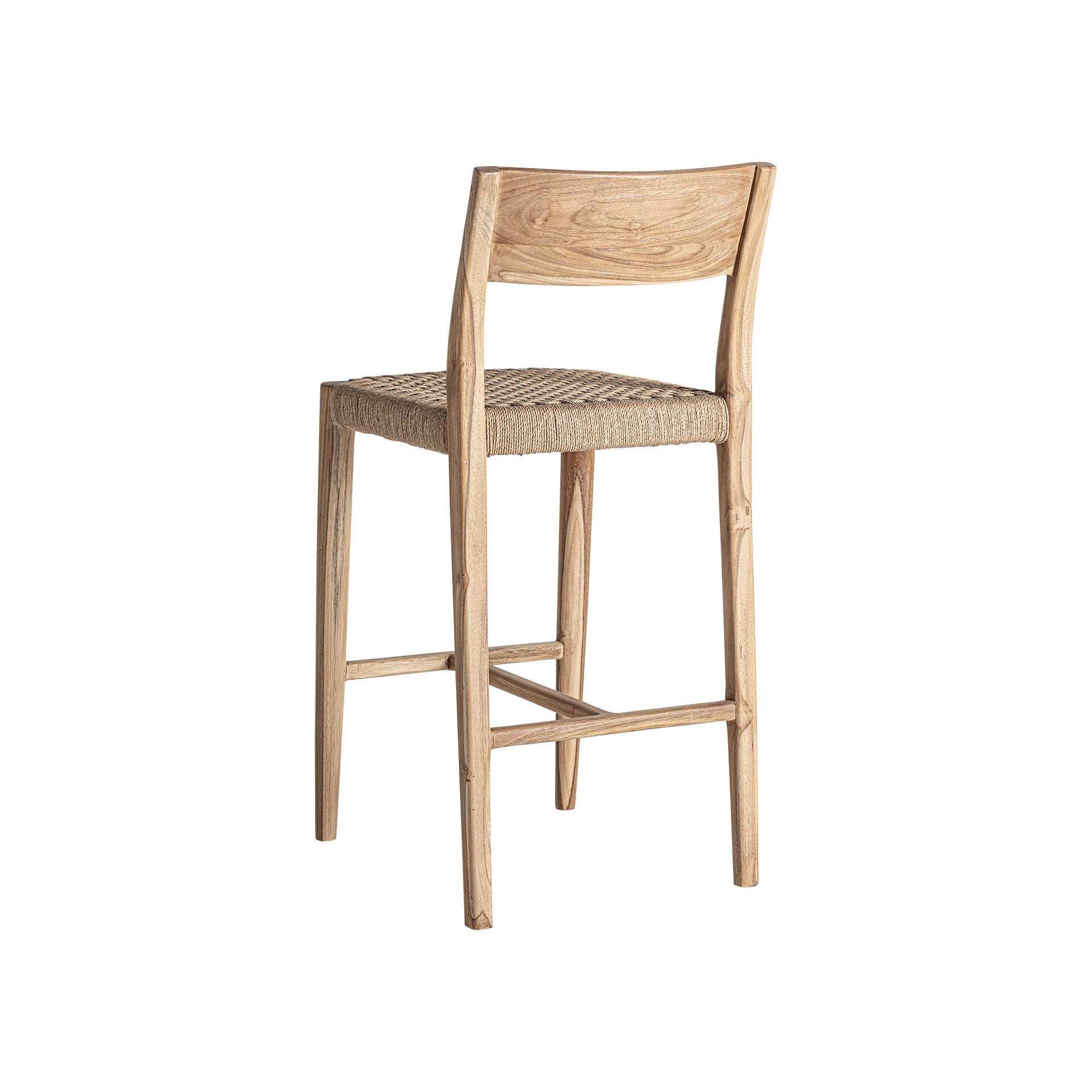 Vercelli barstol i teak med sits i naturfiber