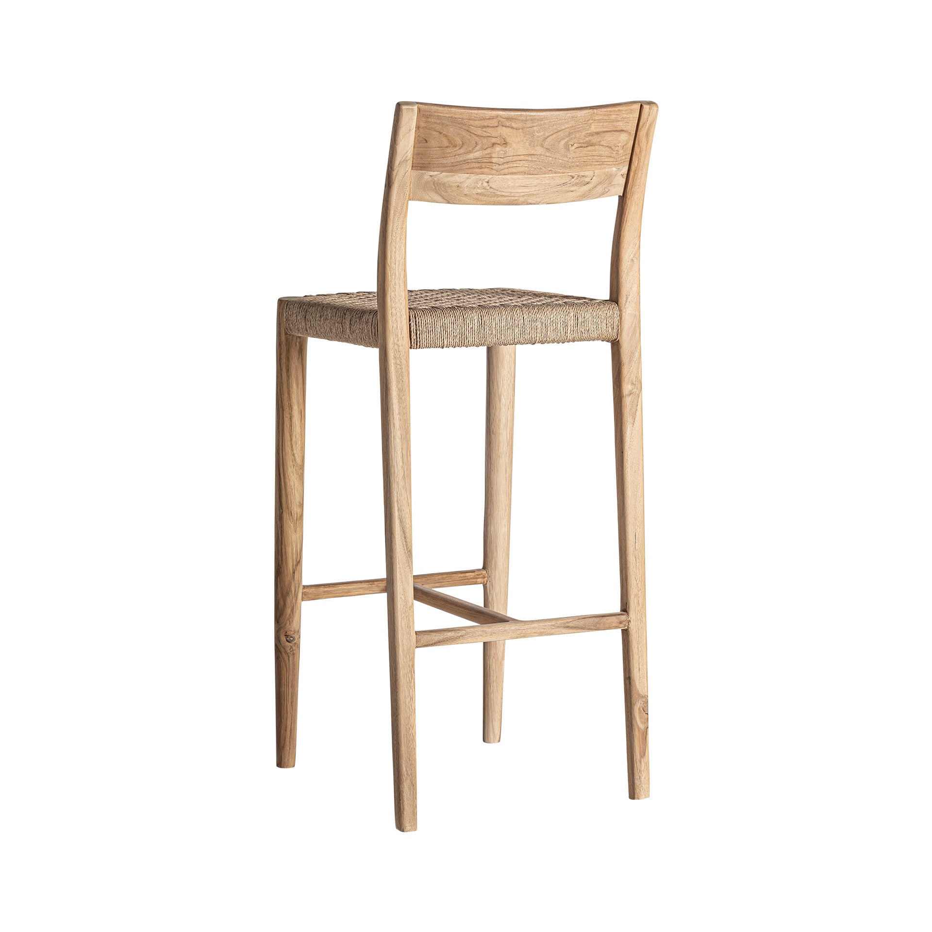 Caen Colonial Teak and Rattan Bar Stool in Brown