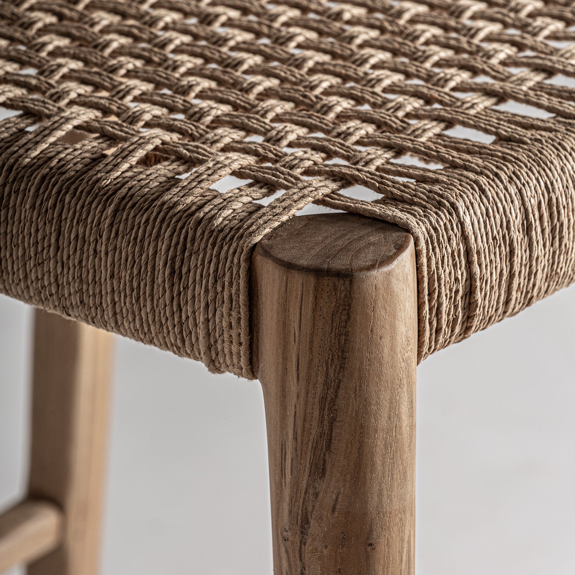 Caen Colonial Teak and Rattan Bar Stool in Brown