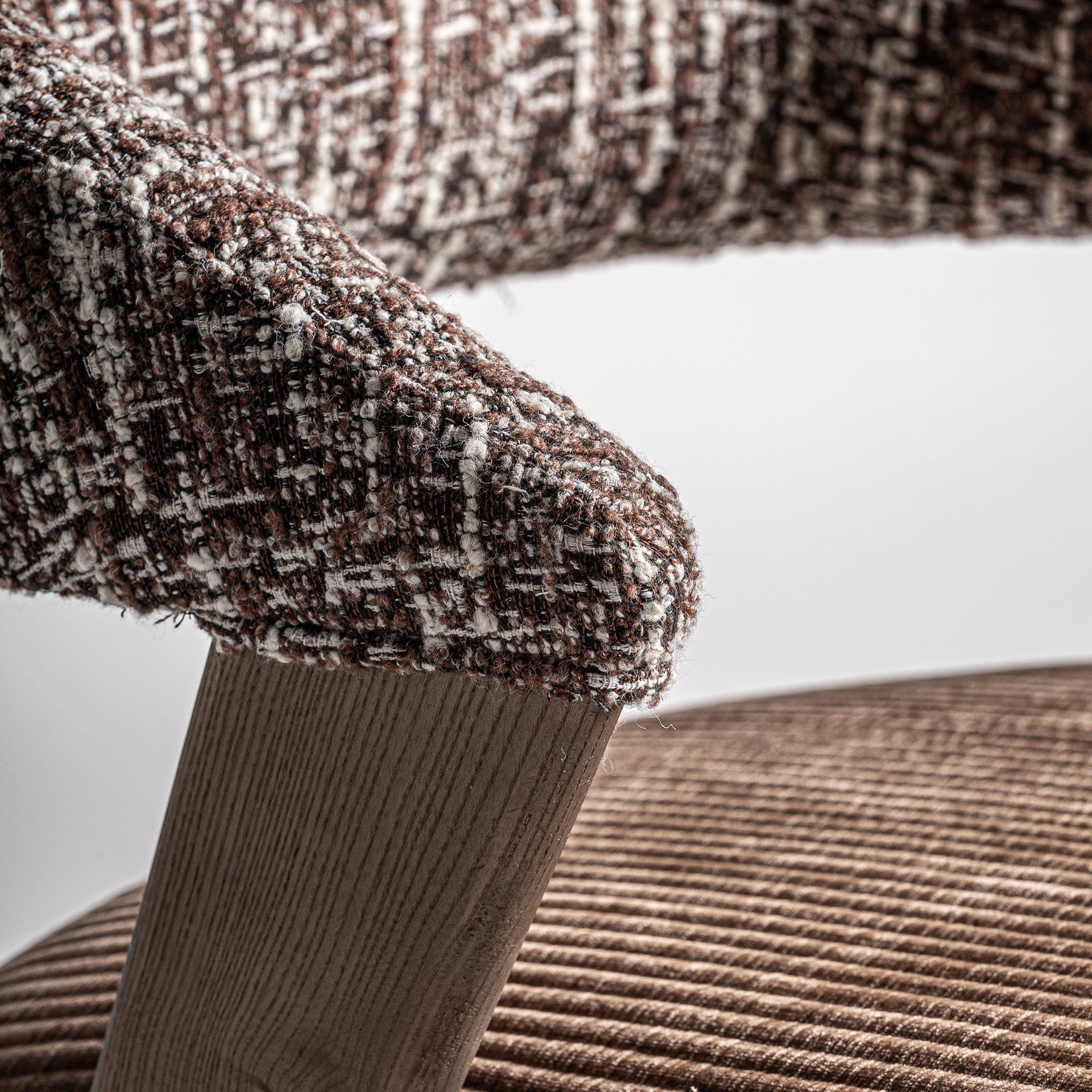 KAMENZ Contemporary Brown Chair - Polyester & Oak Wood