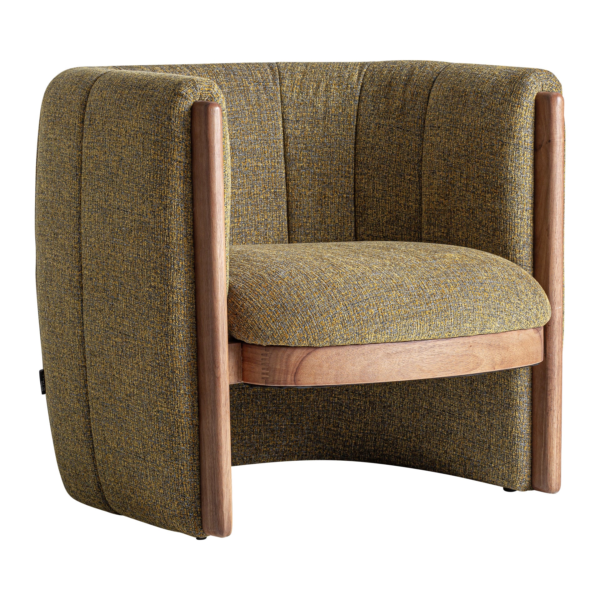 Pistachio and Yellow Upholstered Armchair with Pine Wood