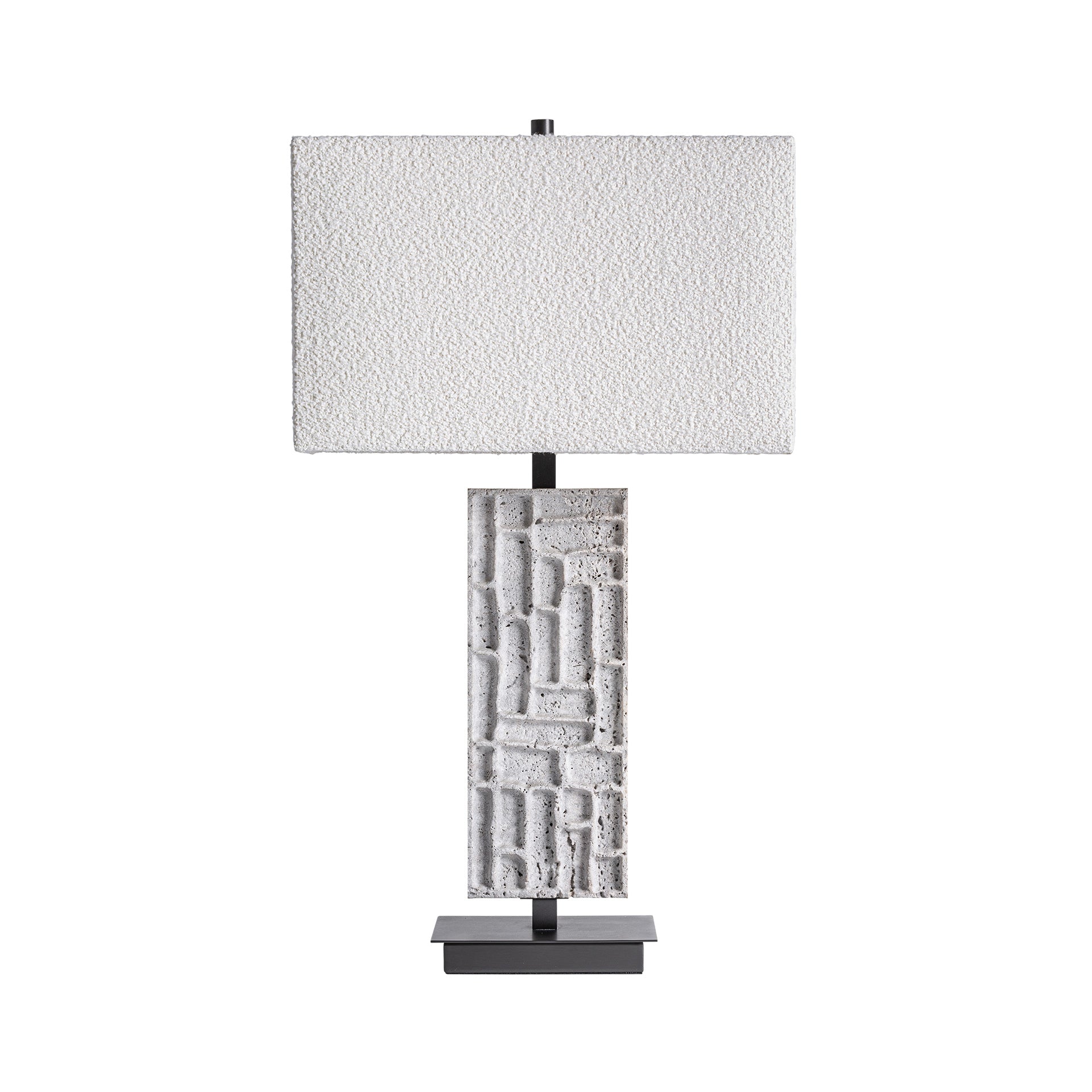 Marmor Contemporary Table Lamp in Grey Marble & Black Iron