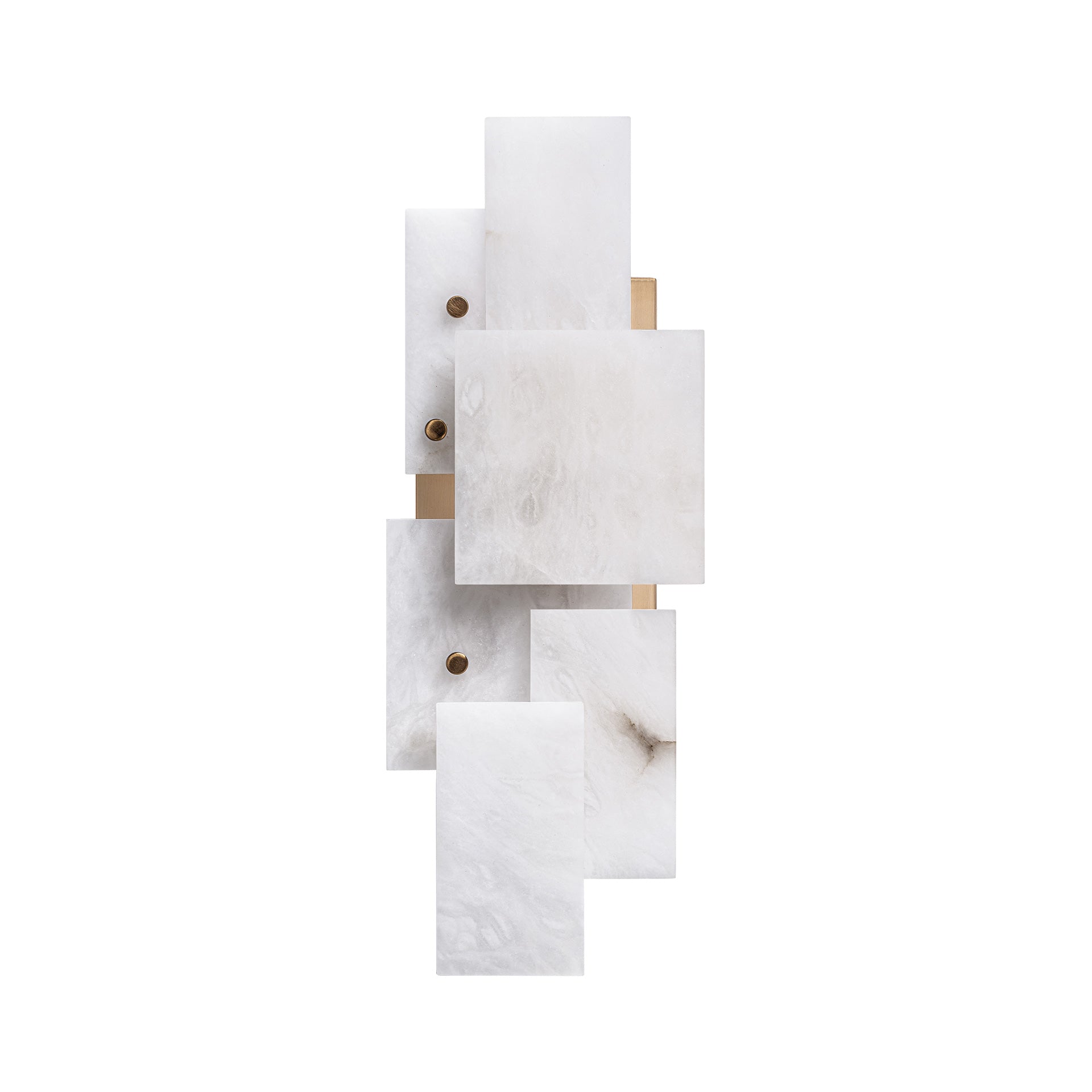 Ljus Art Deco Wall Lamp in White Alabaster & Gold Iron