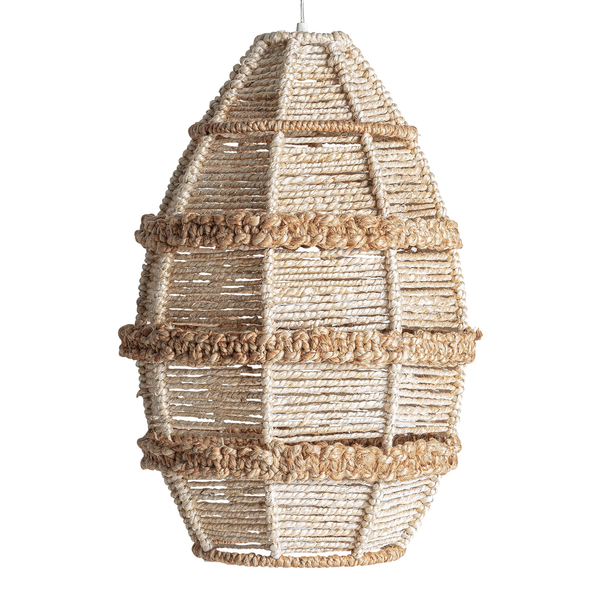 Shanea Jute-Deckenleuchte – Boho-Hängeleuchte in Naturbeige