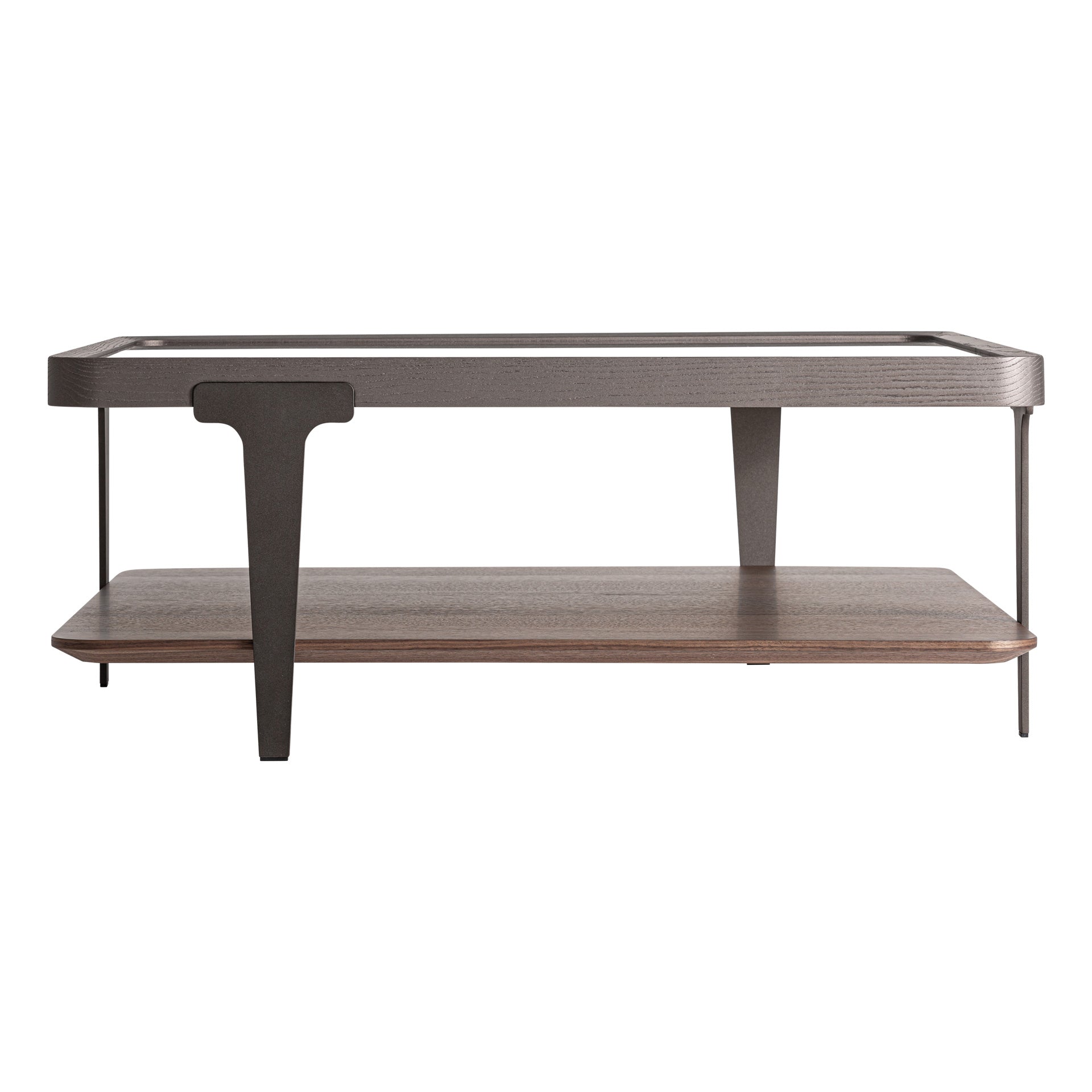 Gehofen Contemporary Coffee Table - Ash Wood & Smoked Glass