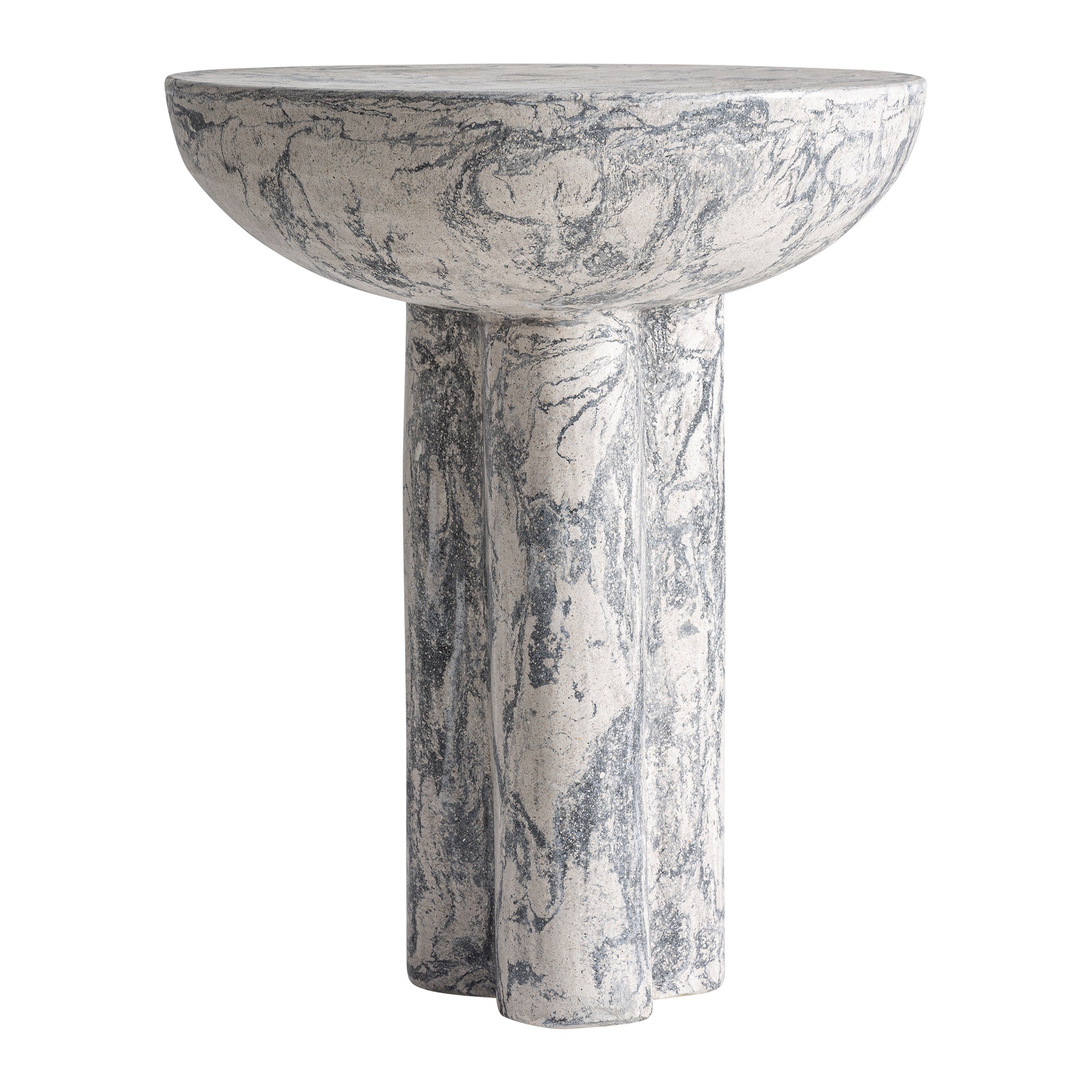 Holtum Terrazzo Side Table - Contemporary Grey Stone Accent