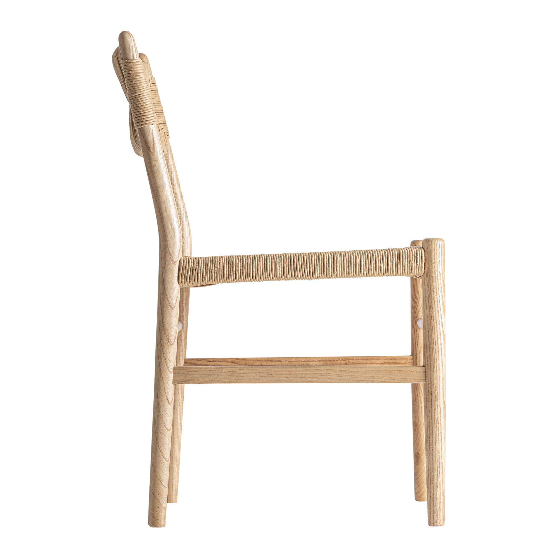 Alm Boho Chair in Light Brown Elm & Natural Fibre