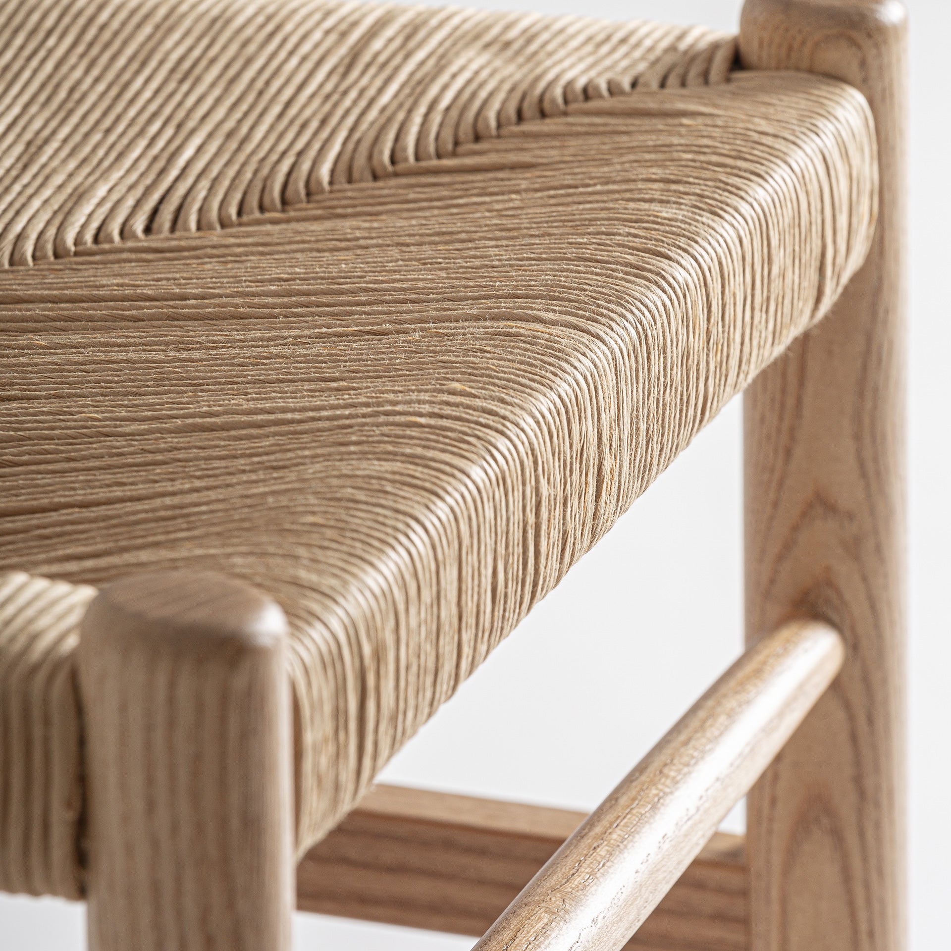Alm Boho Chair in Light Brown Elm & Natural Fibre
