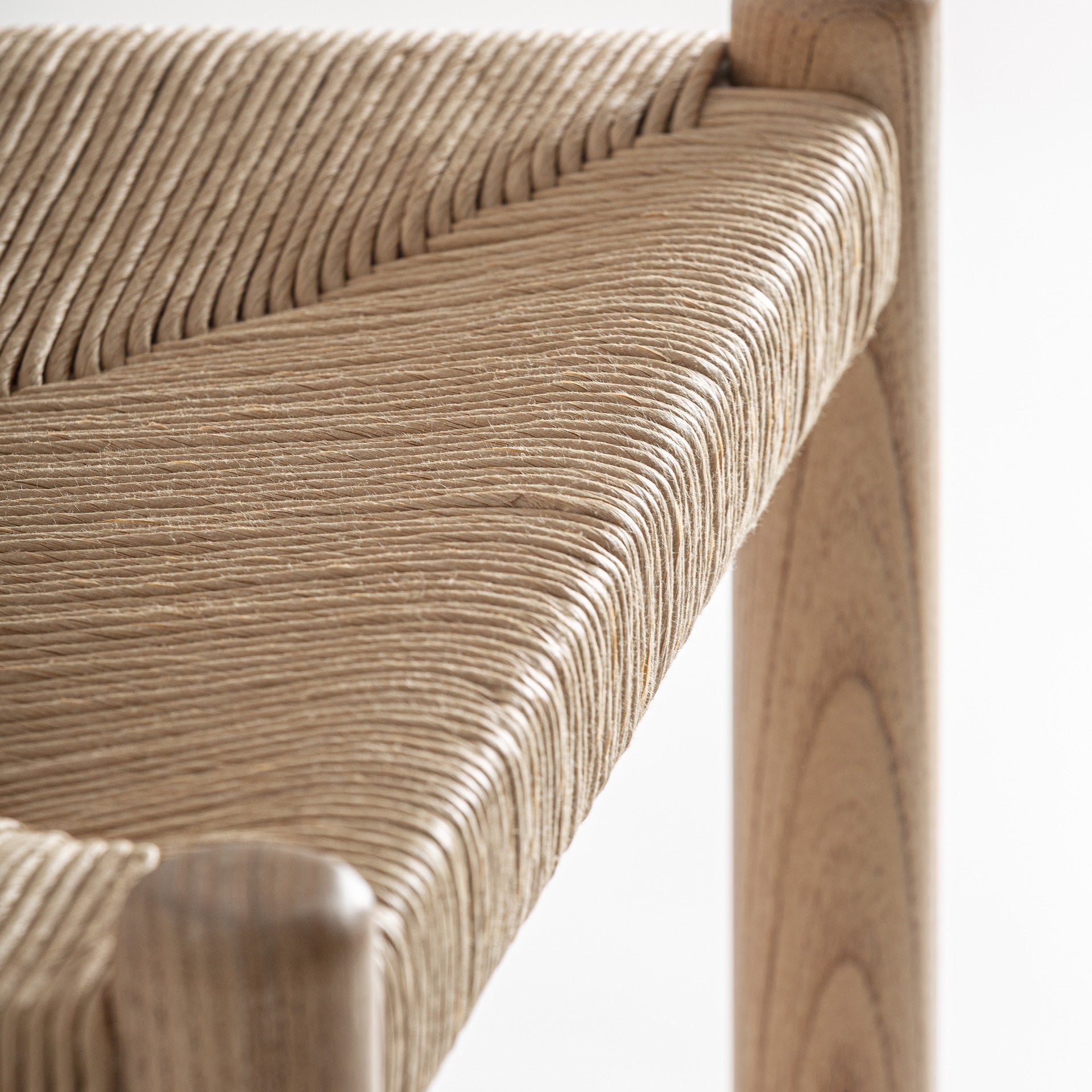 Alm Stool in Light Brown Elm & Natural Fibre