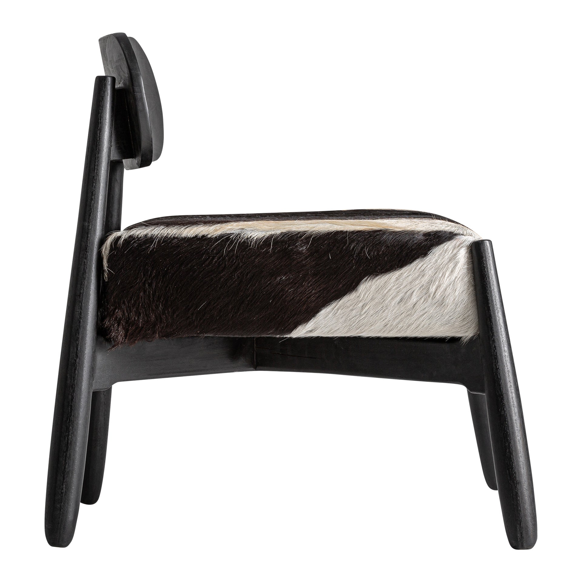 Mier modern fåtölj - teakträ och vitt läder