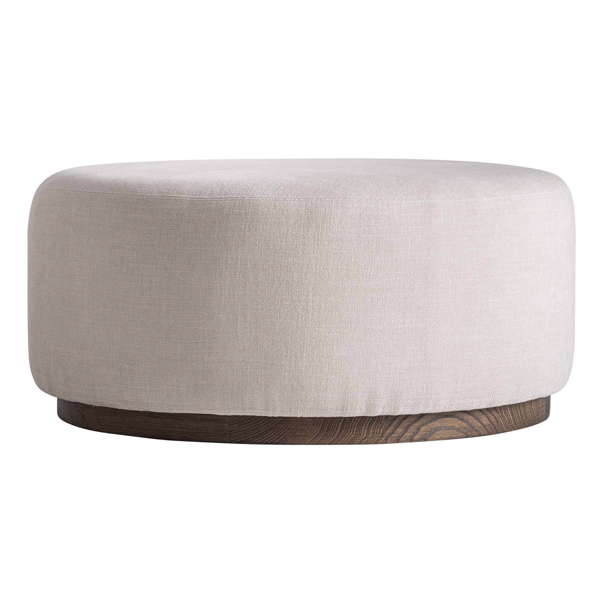 DILBEEK UPHOLSTERED FOOTREST – OFF-WHITE POLYESTER & ASH WOOD
