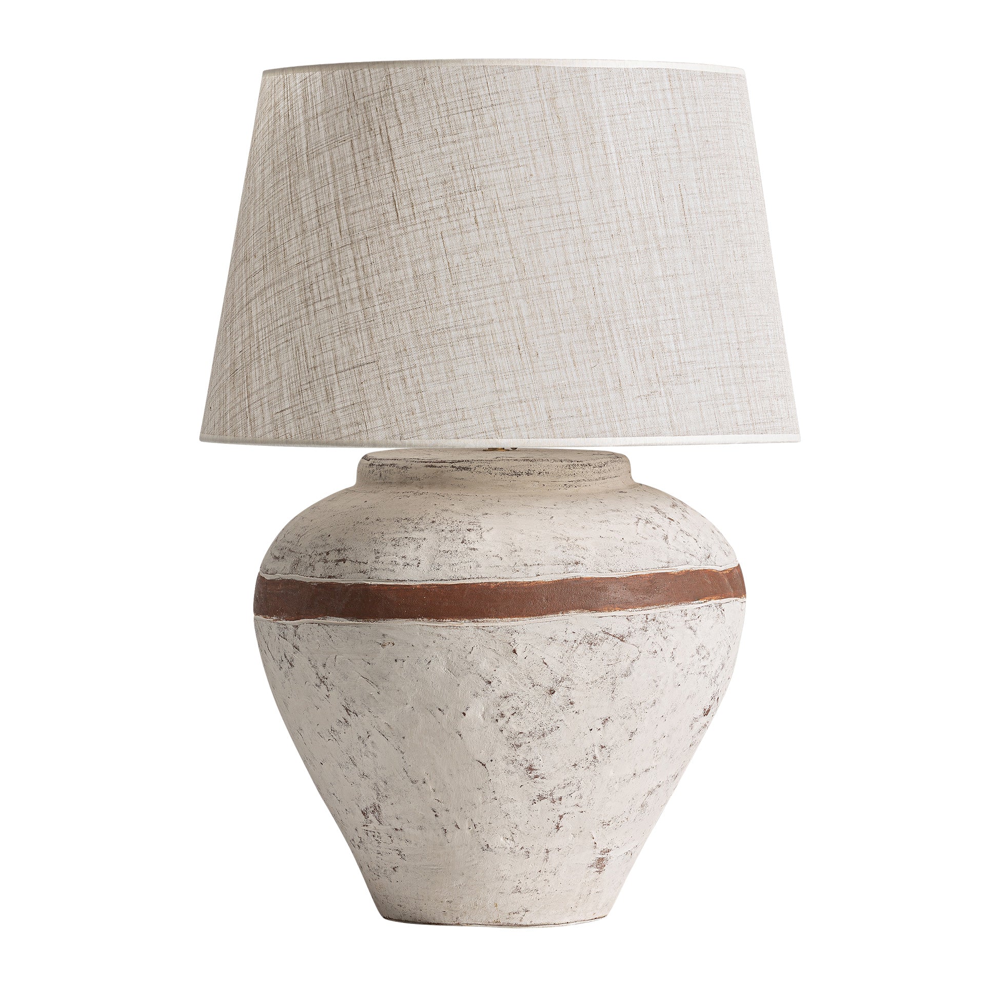 Aniane Contemporary Terracotta & Linen Table Lamp — Large