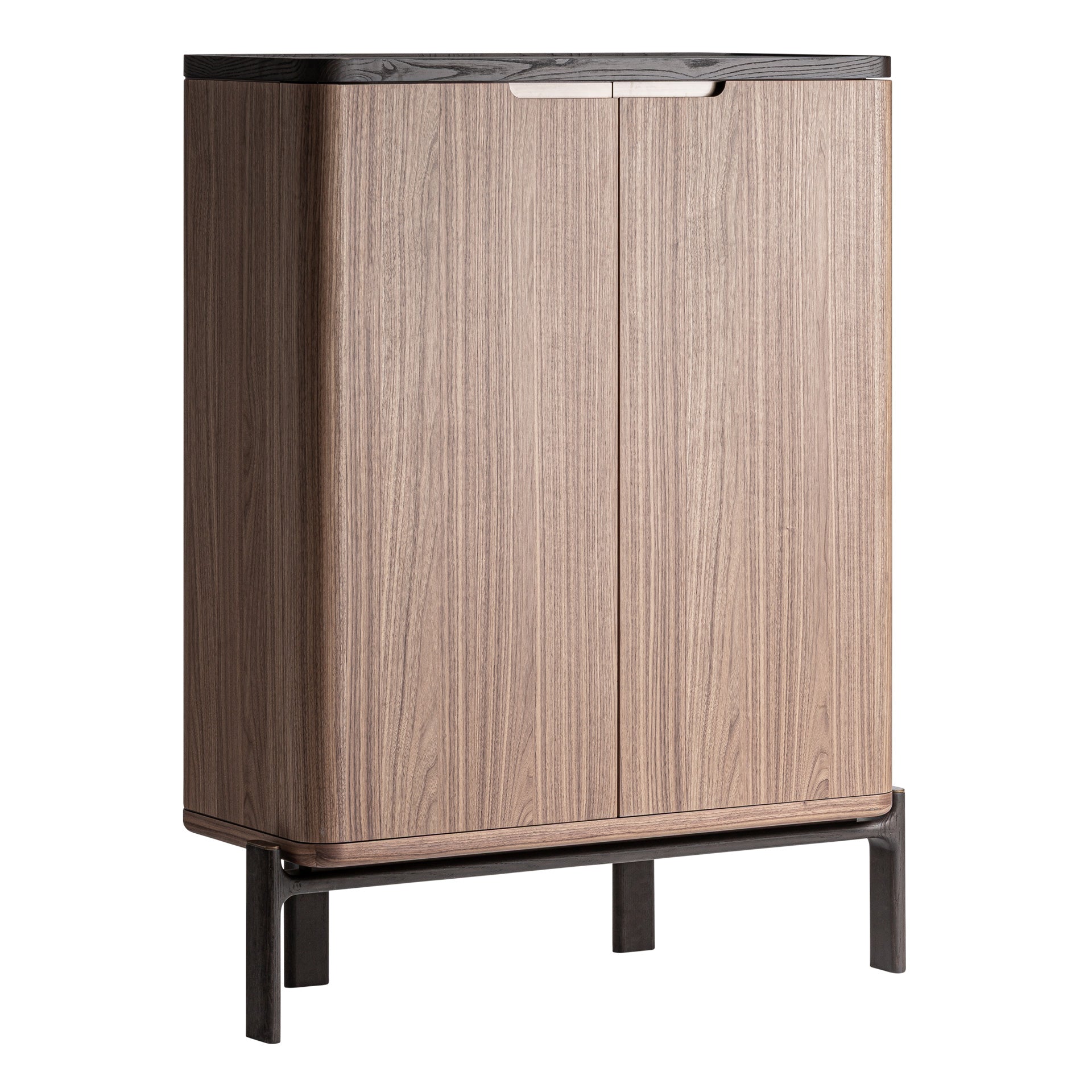 Contemporary Wardrobe in Walnut Wood & Tempered Crystal