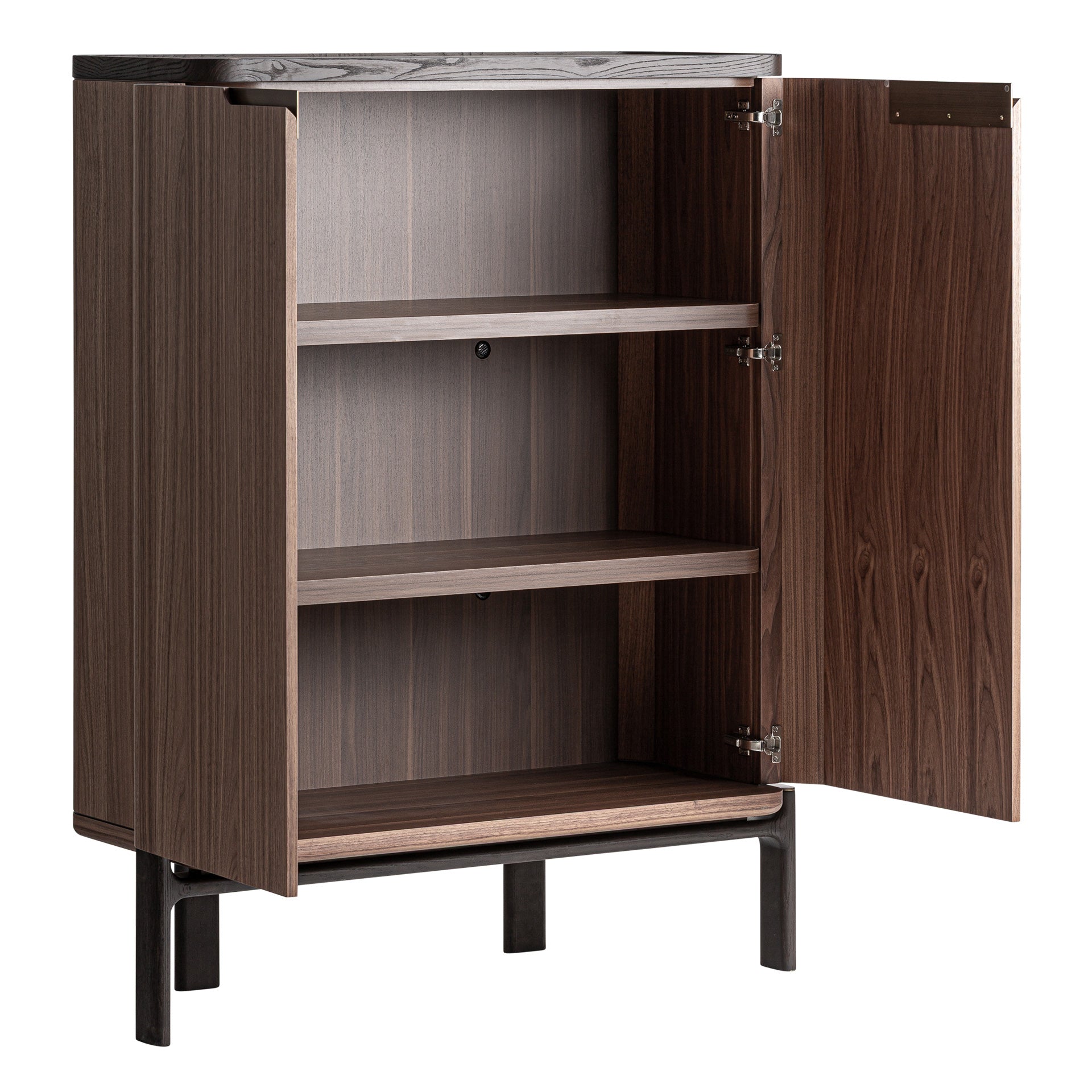 Contemporary Wardrobe in Walnut Wood & Tempered Crystal