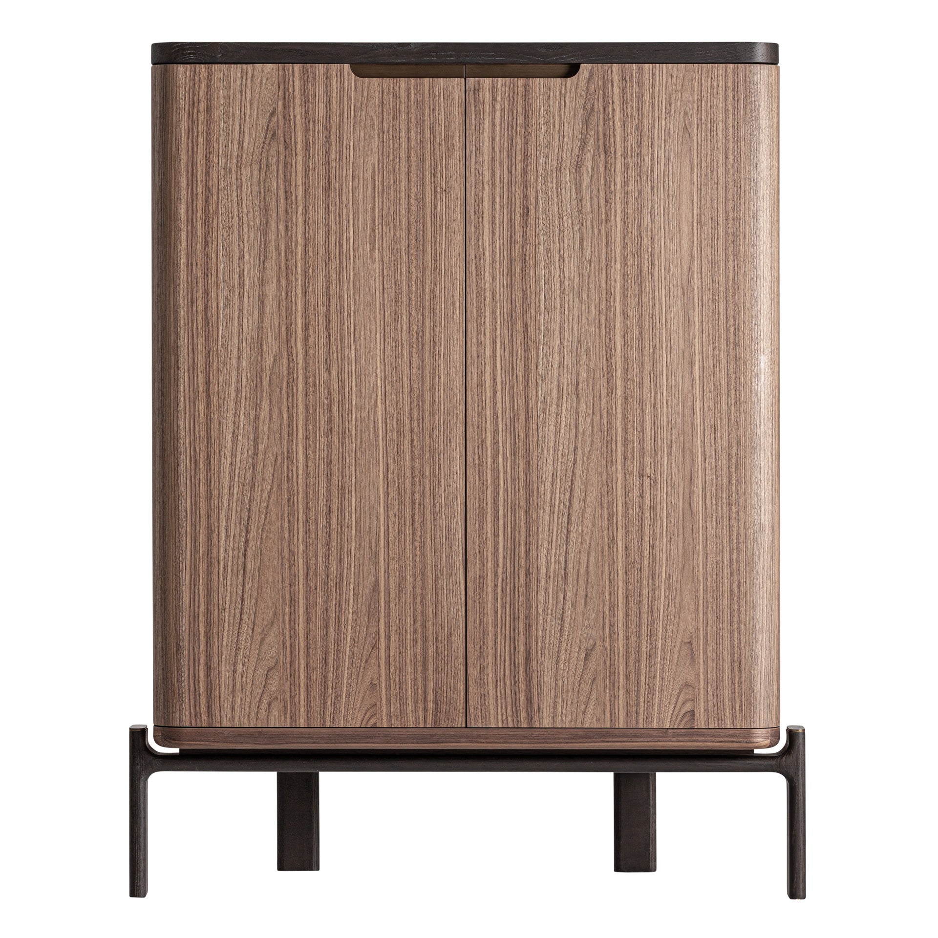 Contemporary Wardrobe in Walnut Wood & Tempered Crystal