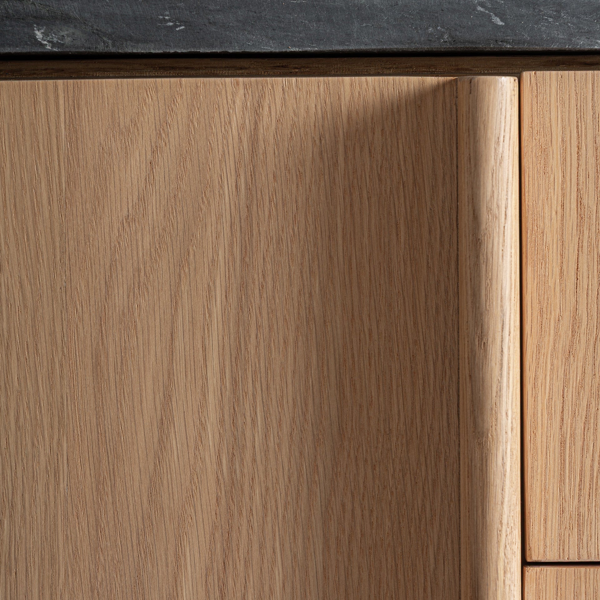 Light Brown Oak Sideboard with Black Marble – 240 cm