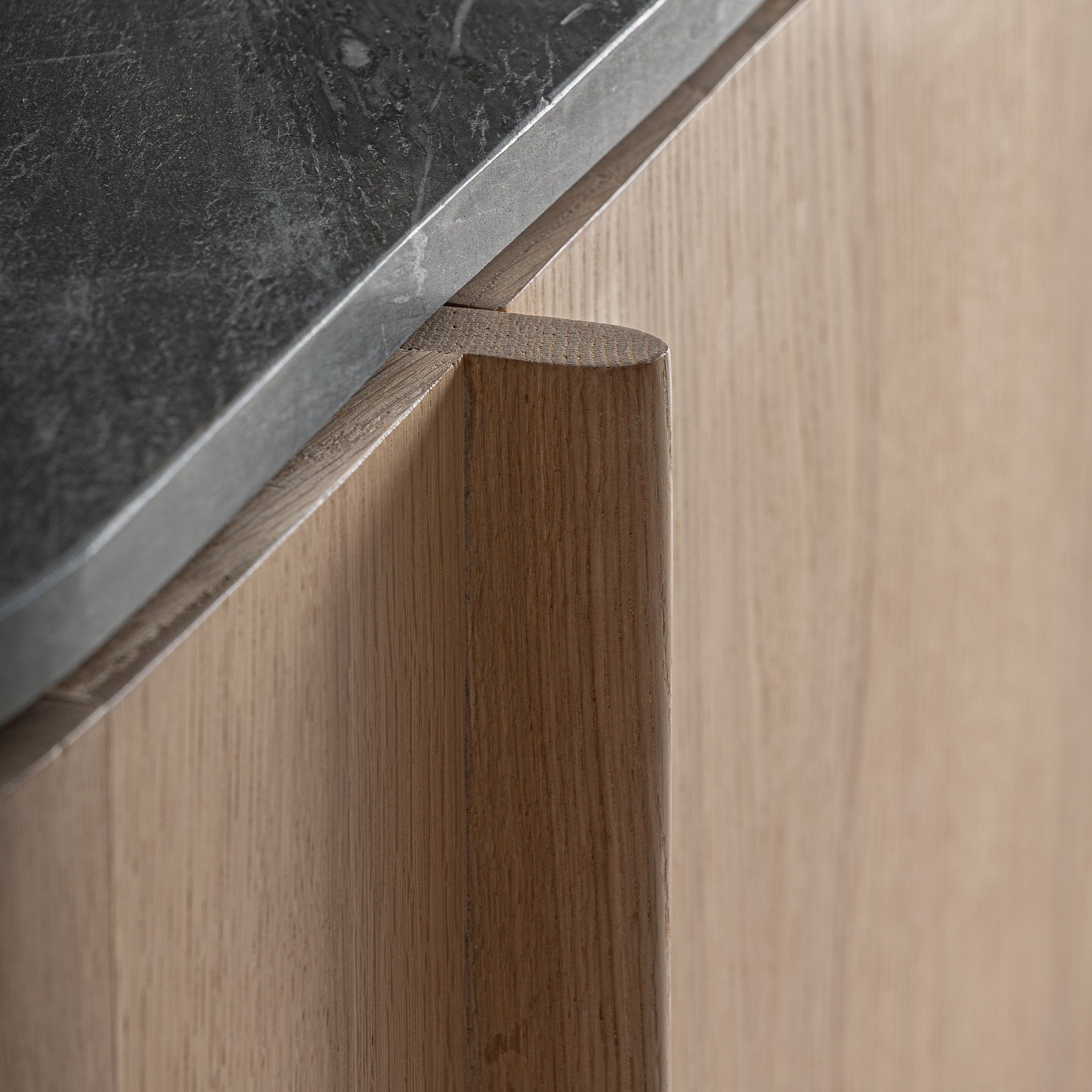 Light Brown Oak Sideboard with Black Marble – 240 cm
