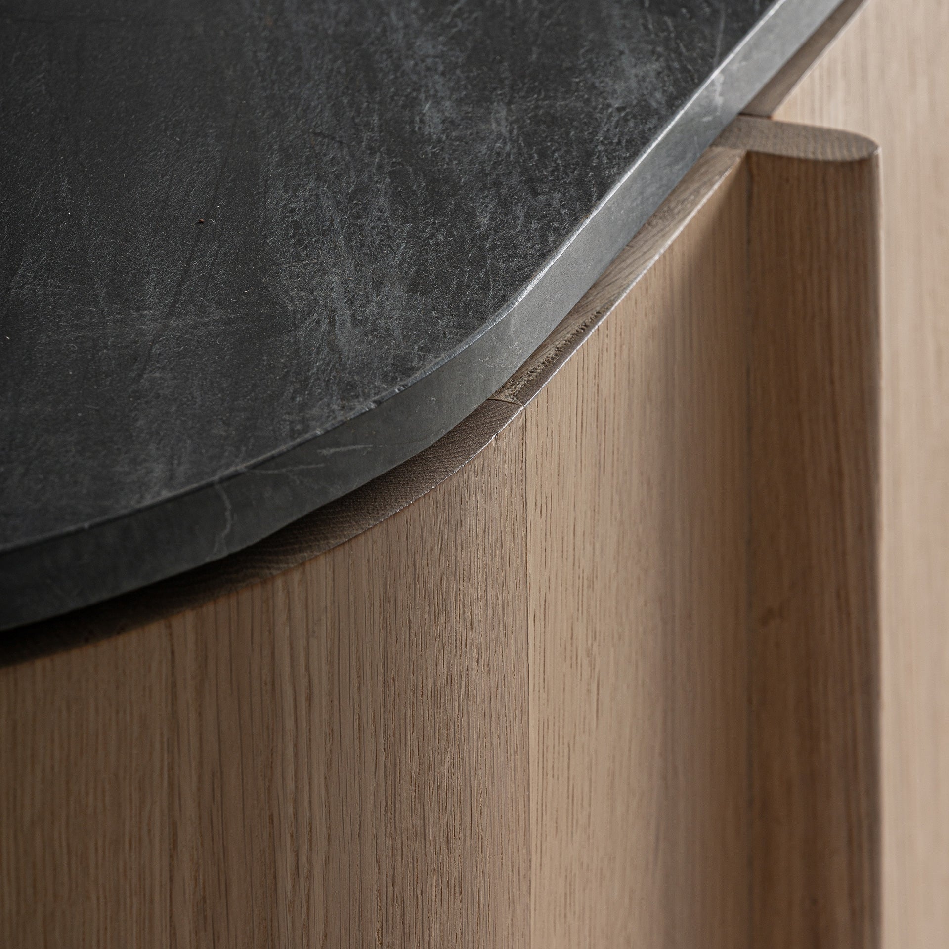Light Brown Oak Sideboard with Black Marble – 240 cm