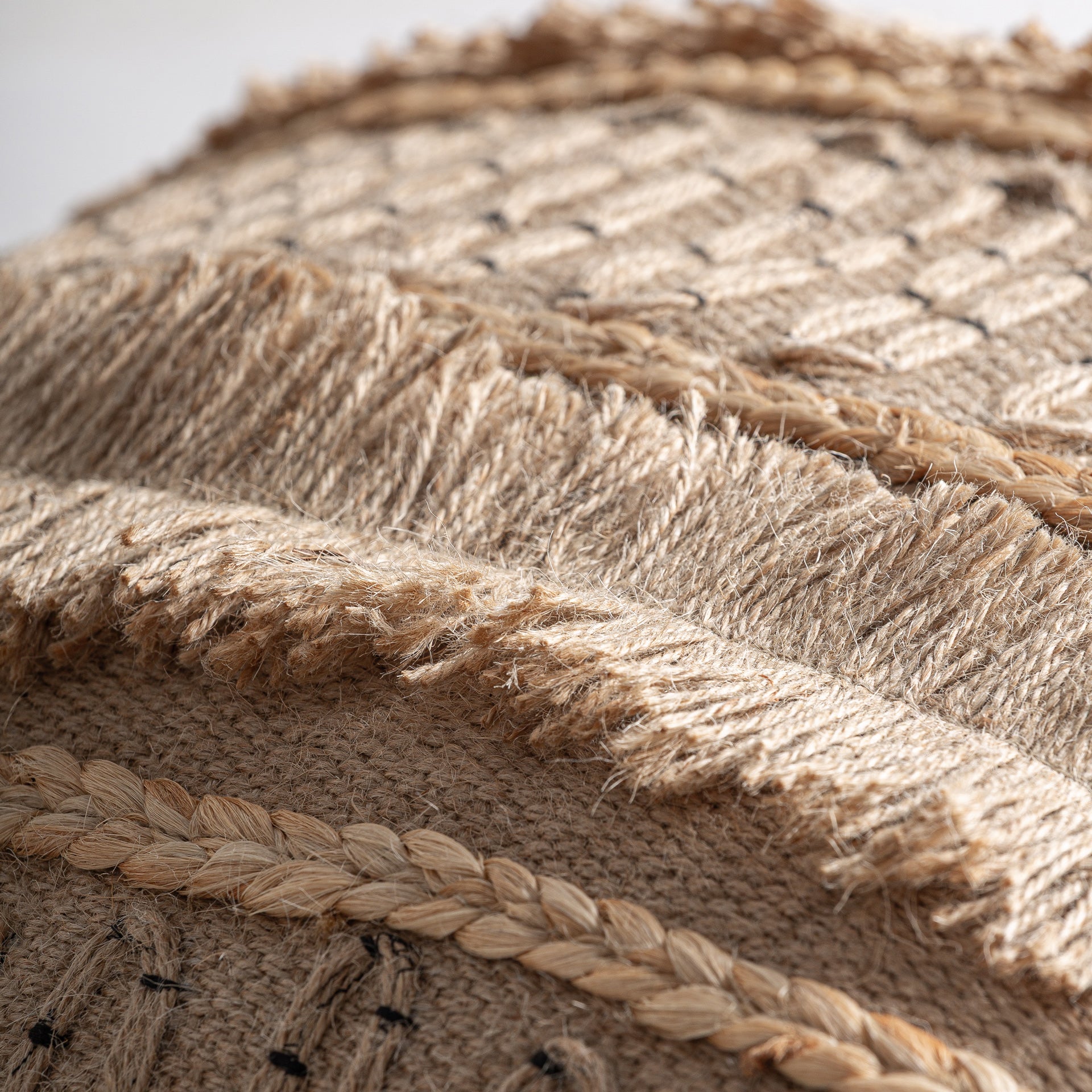 Beige Jute Boho Cushion with Polyfill – 45 × 45 cm