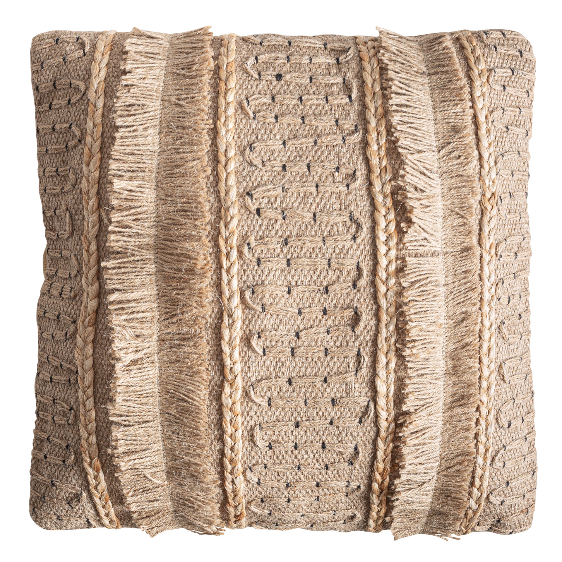 Beige Jute Boho Cushion with Polyfill – 45 × 45 cm