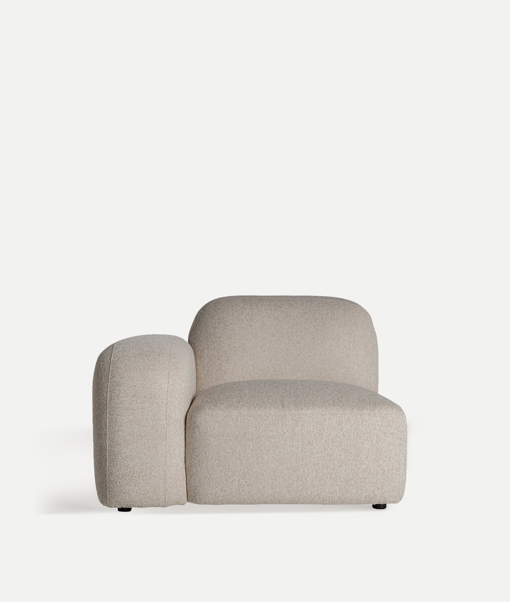 Ceyrat Corner Sofa Module – Speckled Cream Fabric & Natural Wood Base