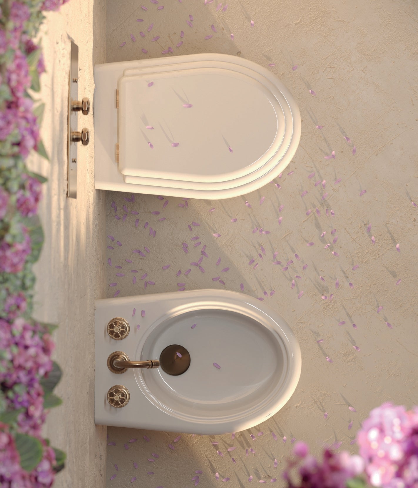 Romantica White Ceramic Floor Mounted Toilet - Modern WC with Dual Outlet Design