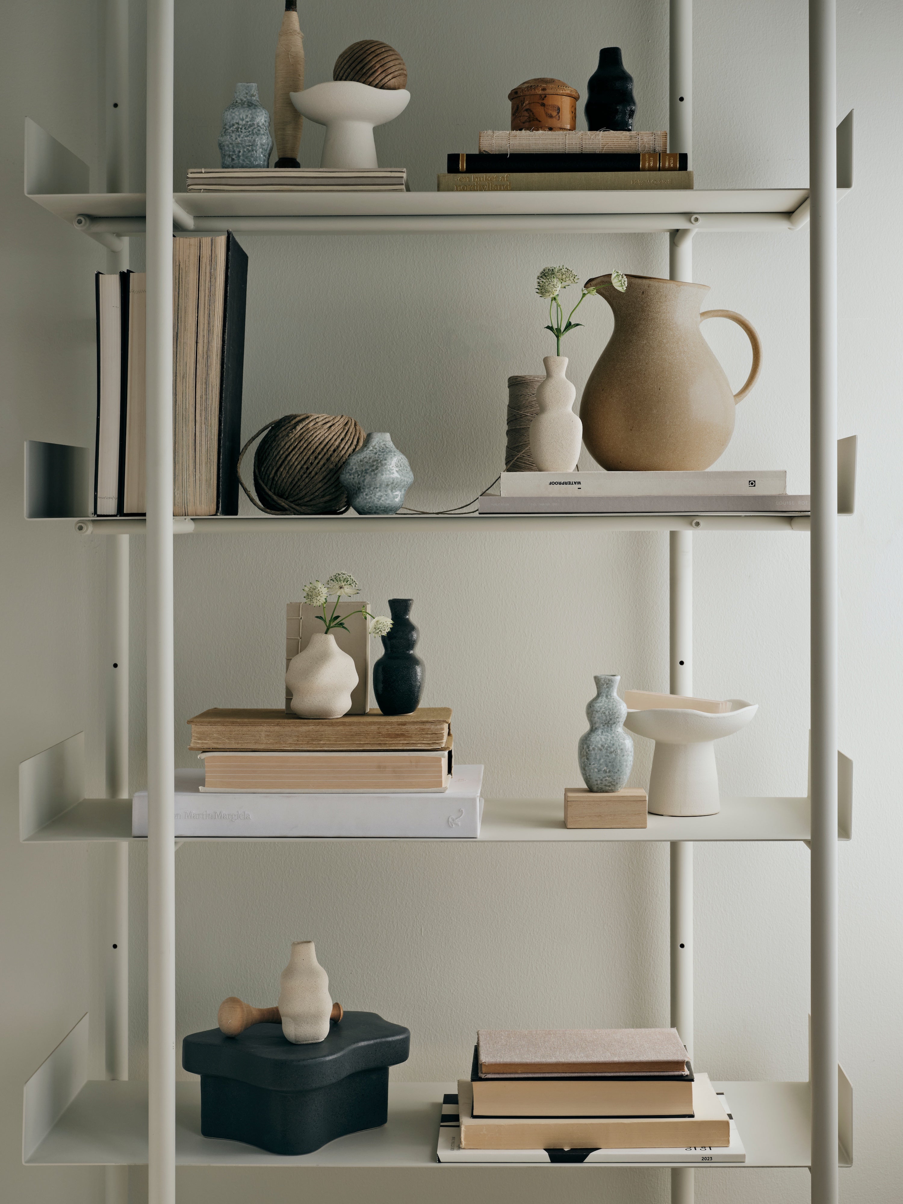 Nobuko Bookcase 6 Shelves - Scandinavian White Bookshelf 80x195cm
