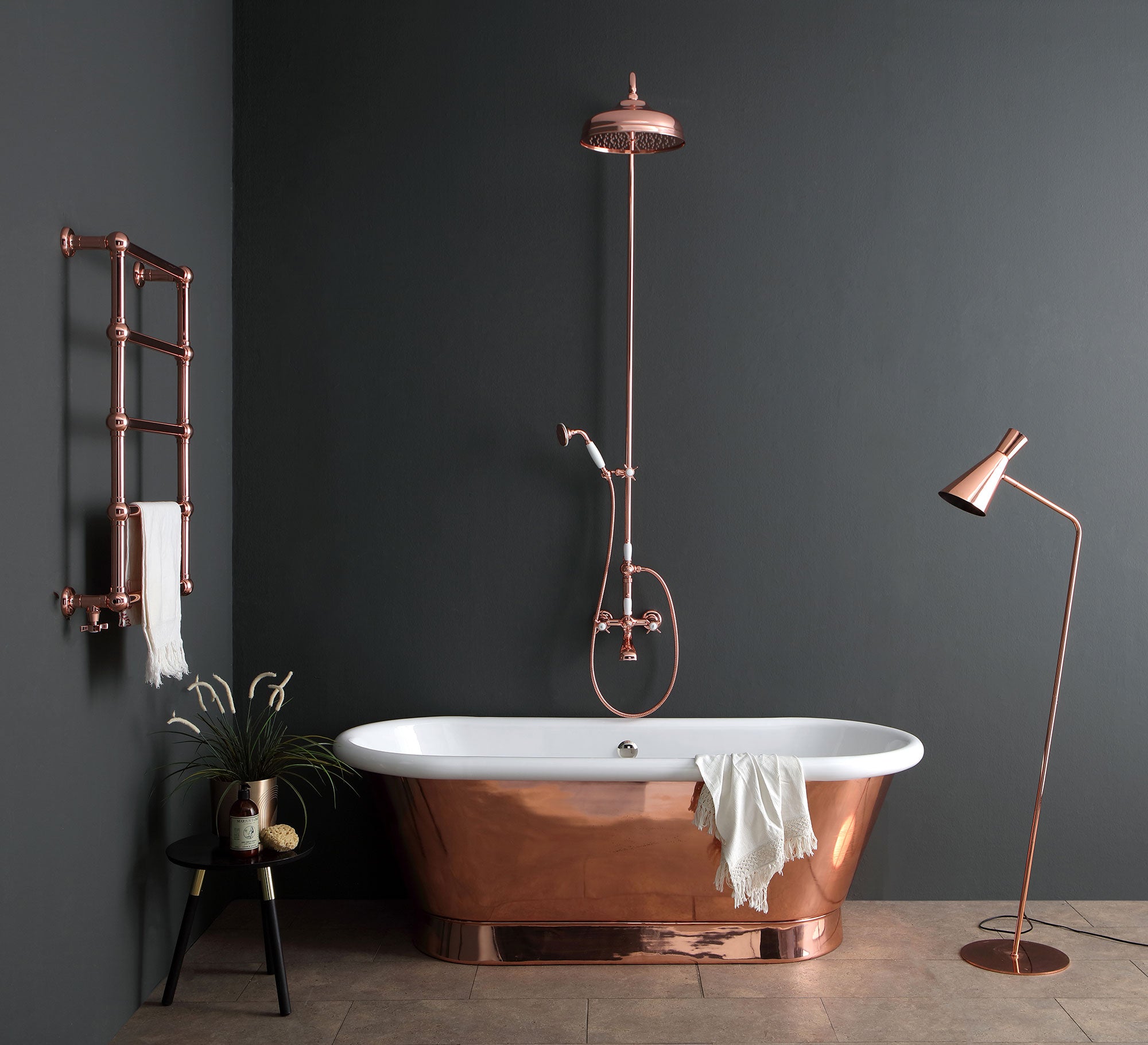 Elegance Luxury Copper Bathtub - Freestanding Dual-Finish Design with Superior Heat Retention