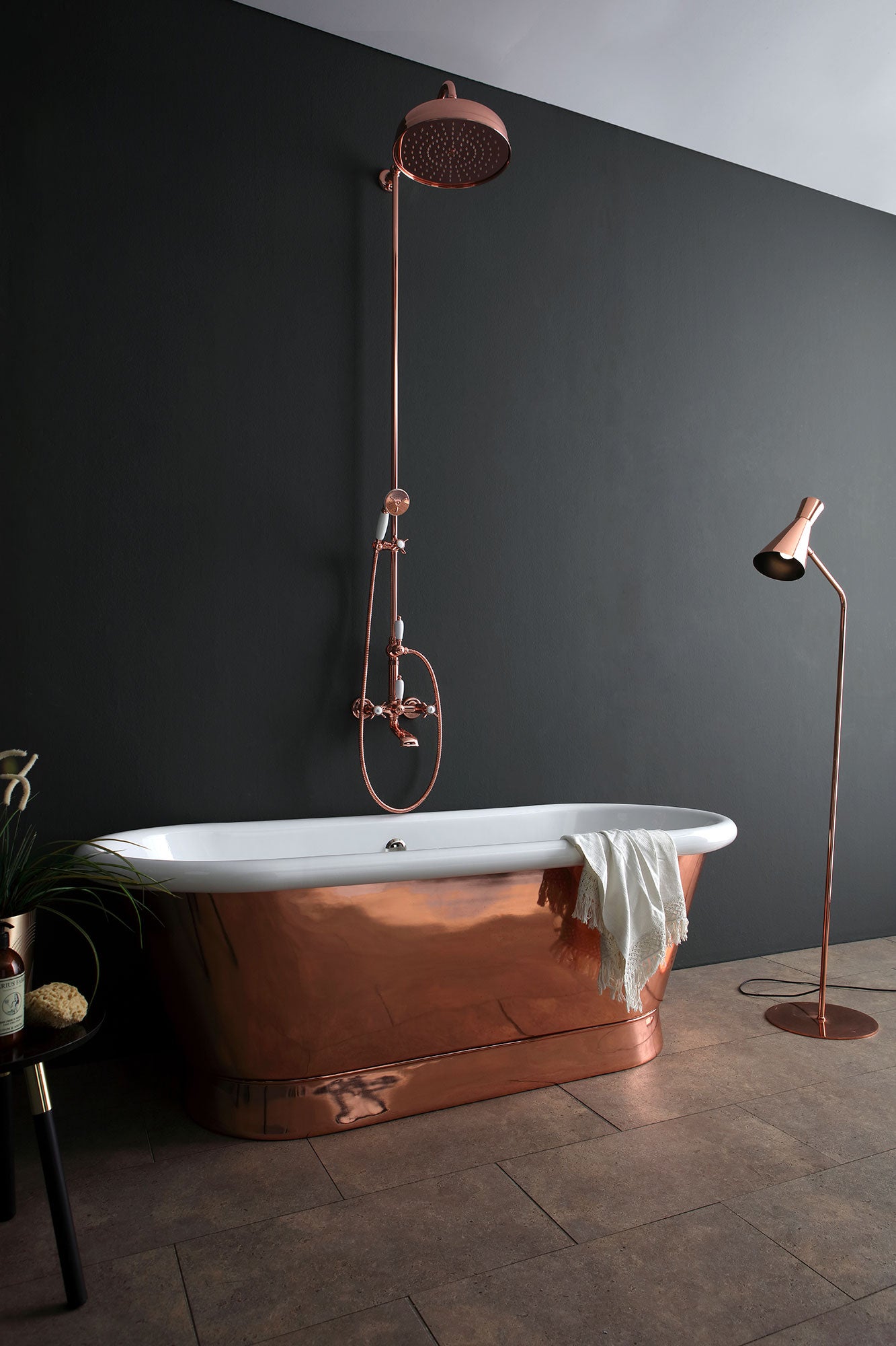 Elegance Luxury Copper Bathtub - Freestanding Dual-Finish Design with Superior Heat Retention