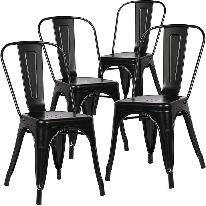 SkandiShop Set of 4 Metal Dining Chairs Industrial Style Chairs