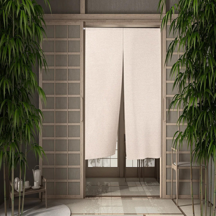 SkandiShop Solid Color Beige Japanese Simple Half-curtain Kitchen Porch Corridor Bedroom Drape Hanging Curtain Restaurant Door Screen Decor