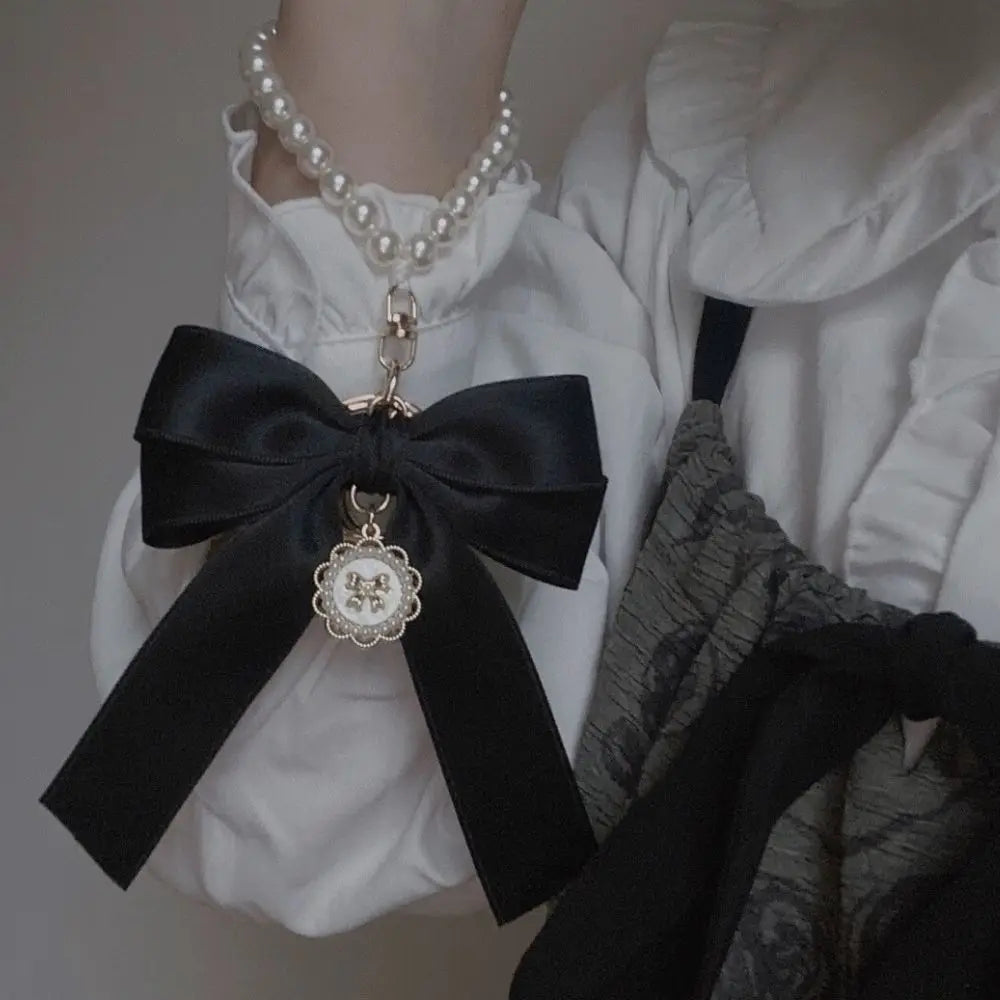Pearl Bowknot Charm Keychain