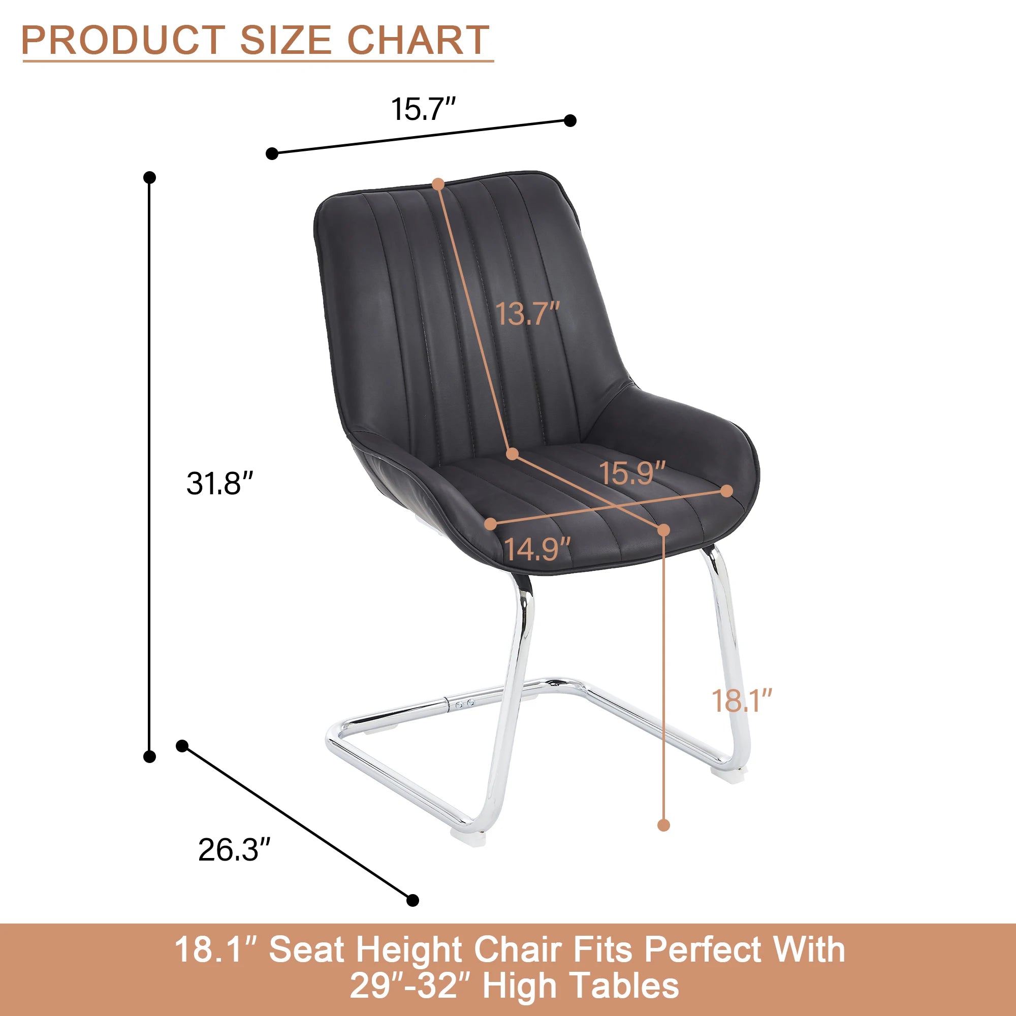 Black Iron Dining Chairs Set of 2 - Comfortable Foam Cushioned Office Chairs